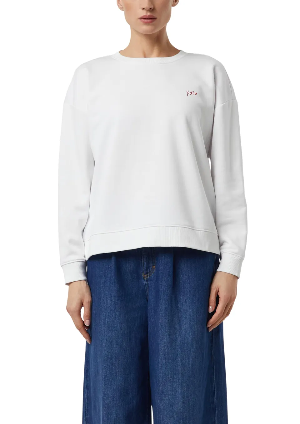 comma-sweatshirt-relaxed-fit-stickerei-rundhals-wei-gr-32-46 image 1