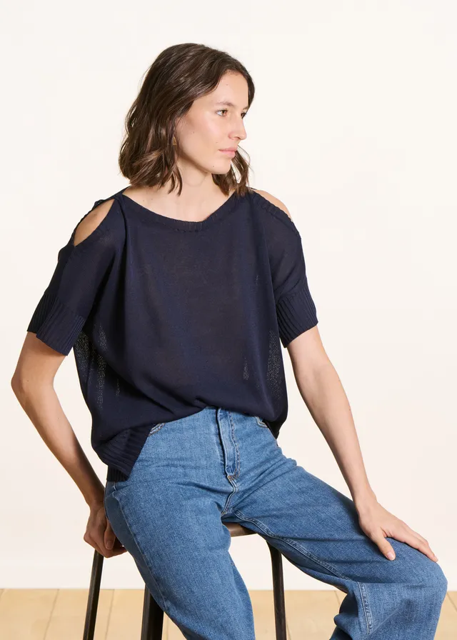 la-f-e-marabout-e-firmini-pullover-kurzarm-marine image 1