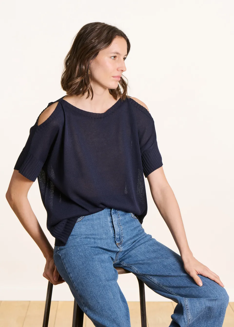 la-f-e-marabout-e-firmini-pullover-kurzarm-marine image 1