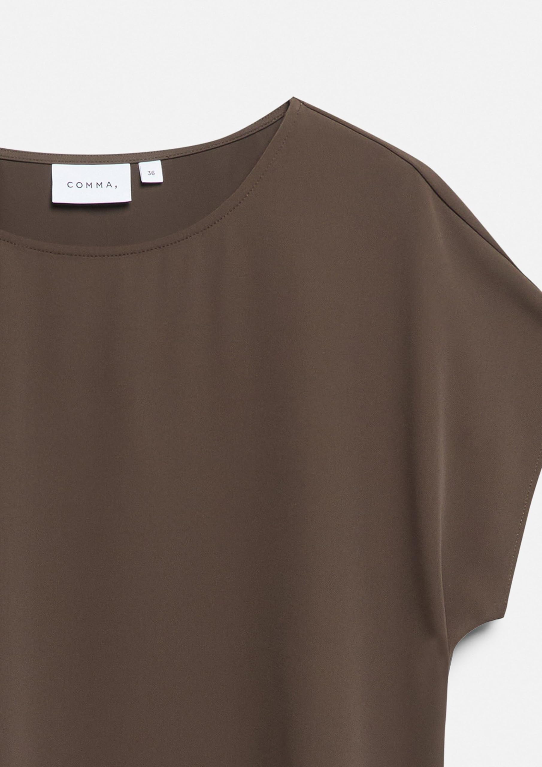 comma-blouses-bluse-kurzarm-rundhals-dunkelbraun-44 image 5