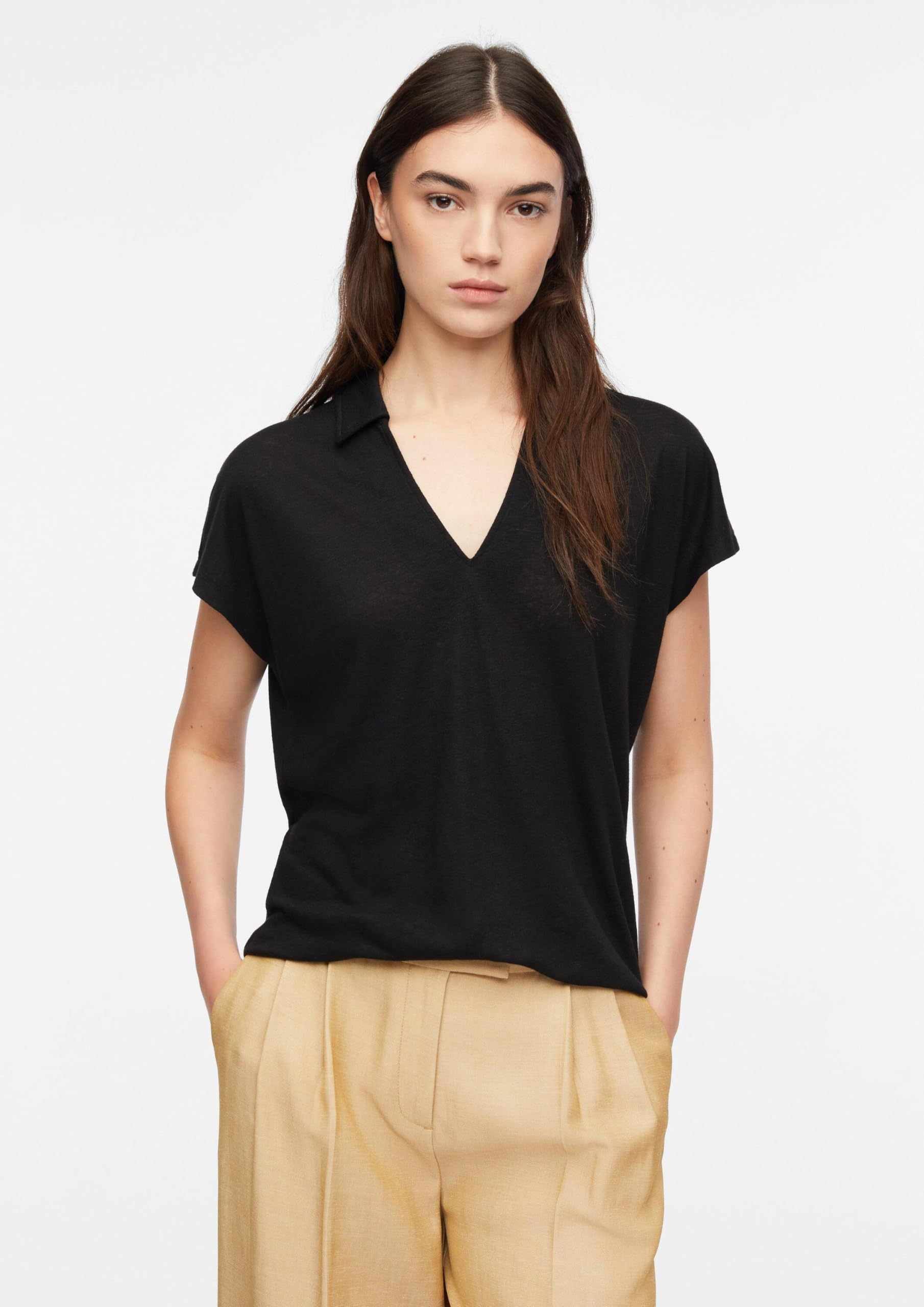 comma-tops-polo-shirt-leinenmix-schwarz-gr-48 image 5
