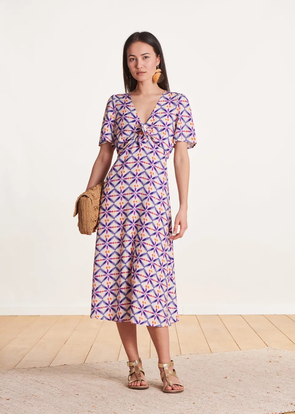 la-f-e-marabout-e-volley-midikleid-lila-print-kurzarm image 1