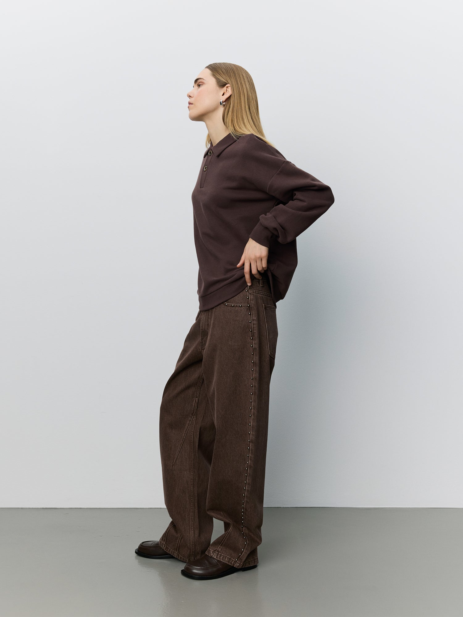 sofie-schnoor-women-lumesw-polo-sweatshirt-dunkelbraun-baumwolle image 3
