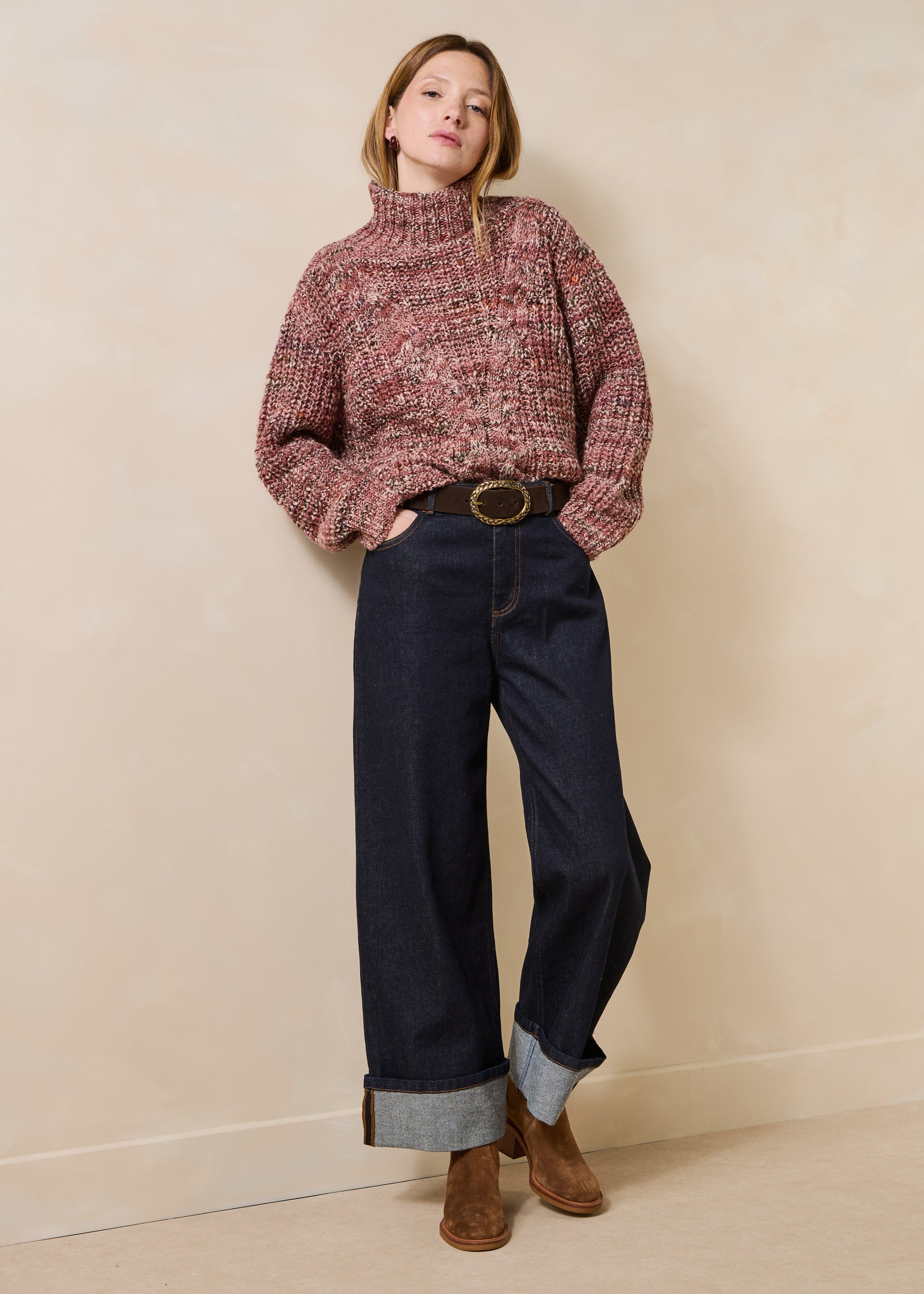 la-f-e-marabout-e-graf-pullover-altrosa-wollmix-zopfmuster image 2