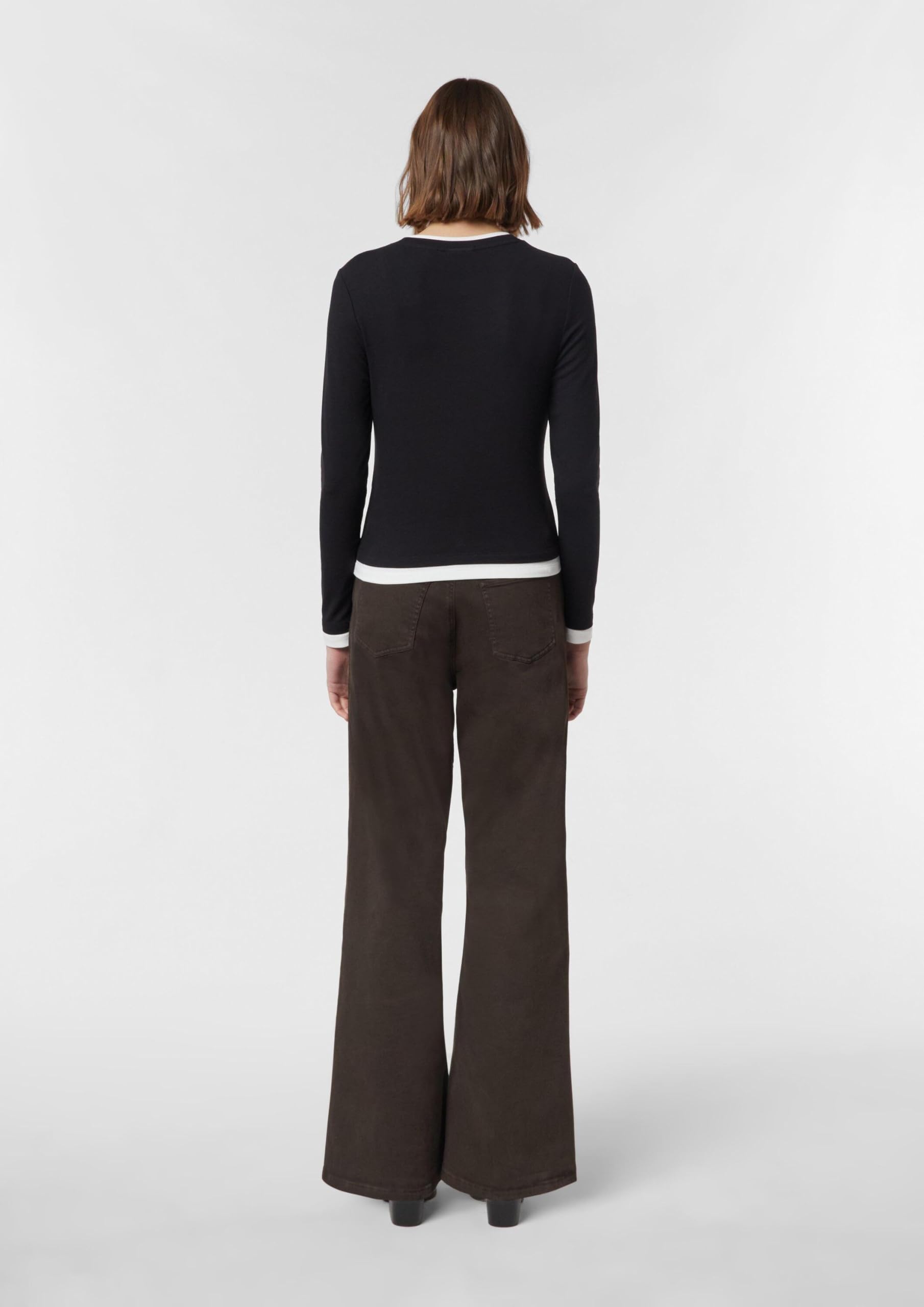 comma-langarm-shirt-viskose-rundhals-grey-black-slim-fit image 8
