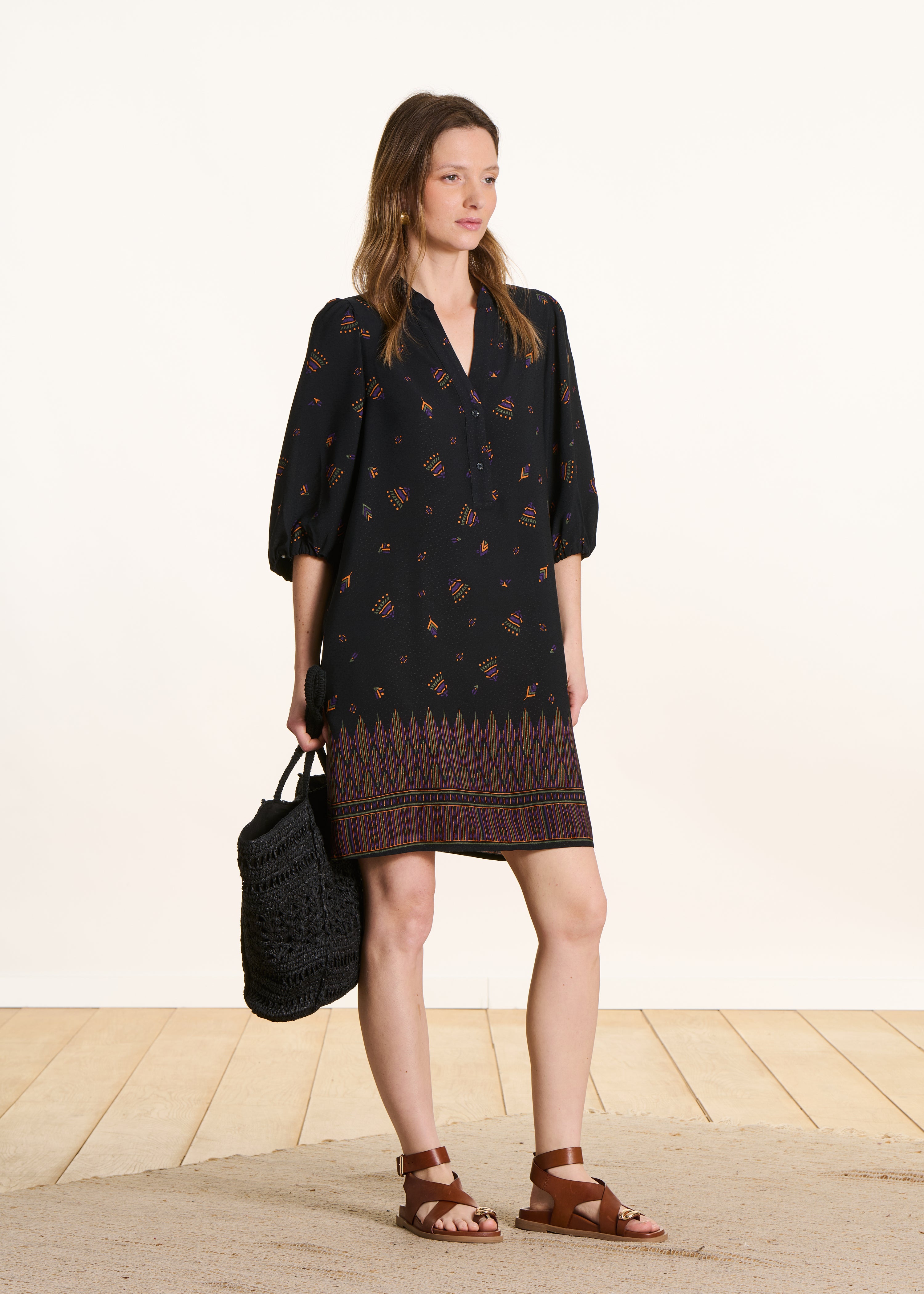 la-f-e-marabout-e-fertigo-kleid-schwarz-print-ecovero image 1