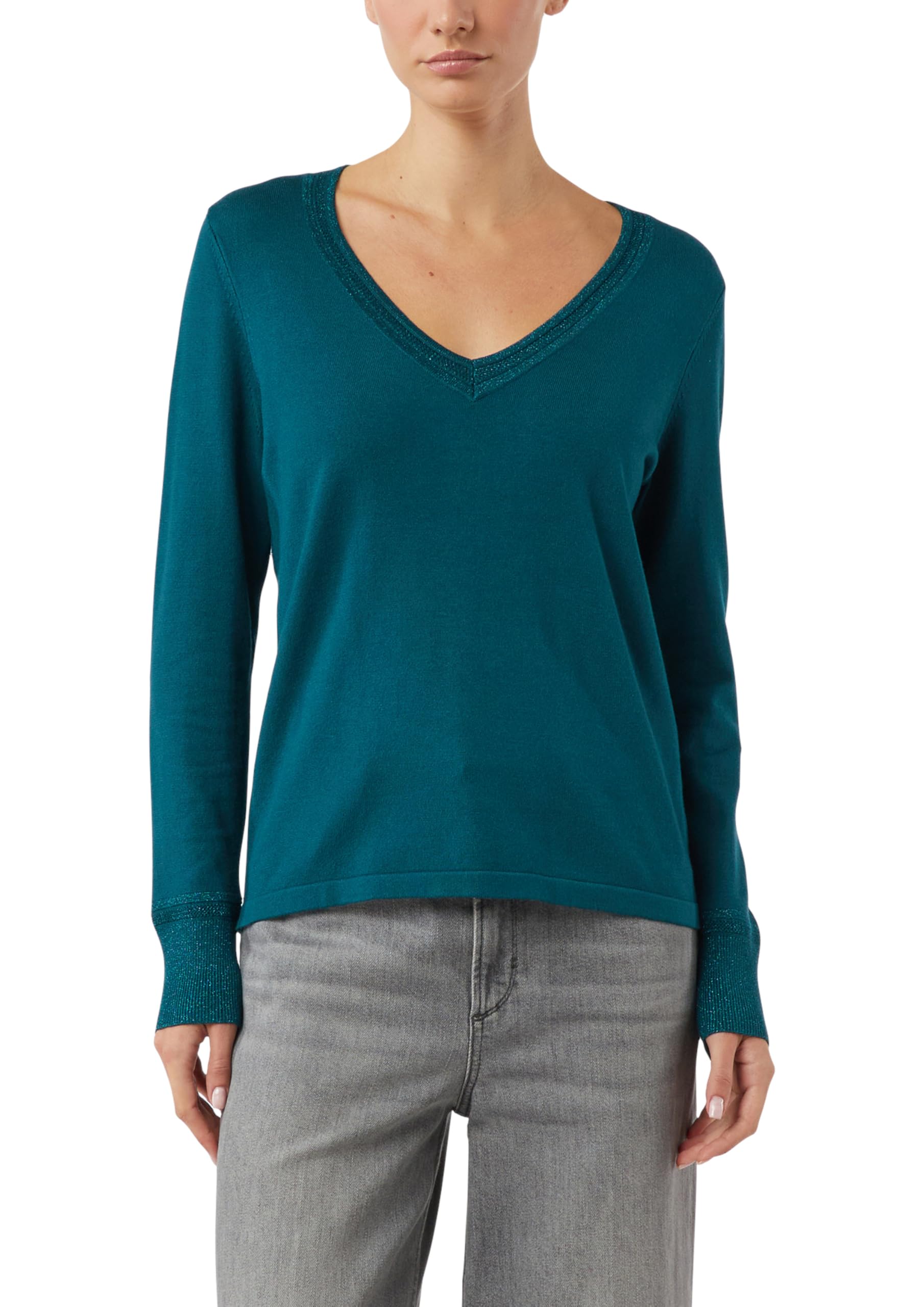 comma-feinstrickpullover-petrol-glitzergarn-langarm image 8