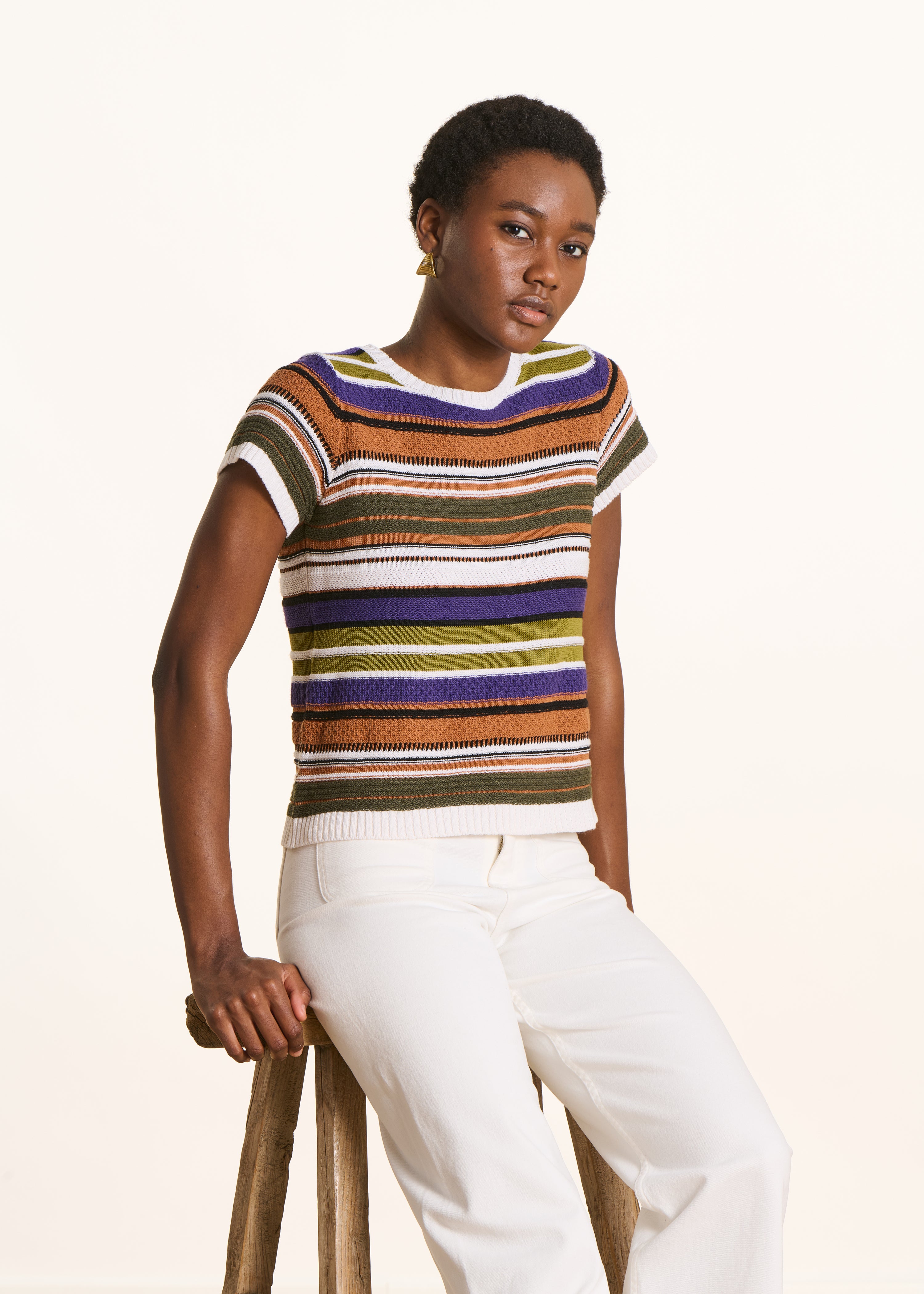 la-f-e-marabout-e-foxini-pullover-streifen-khaki-camel image 1