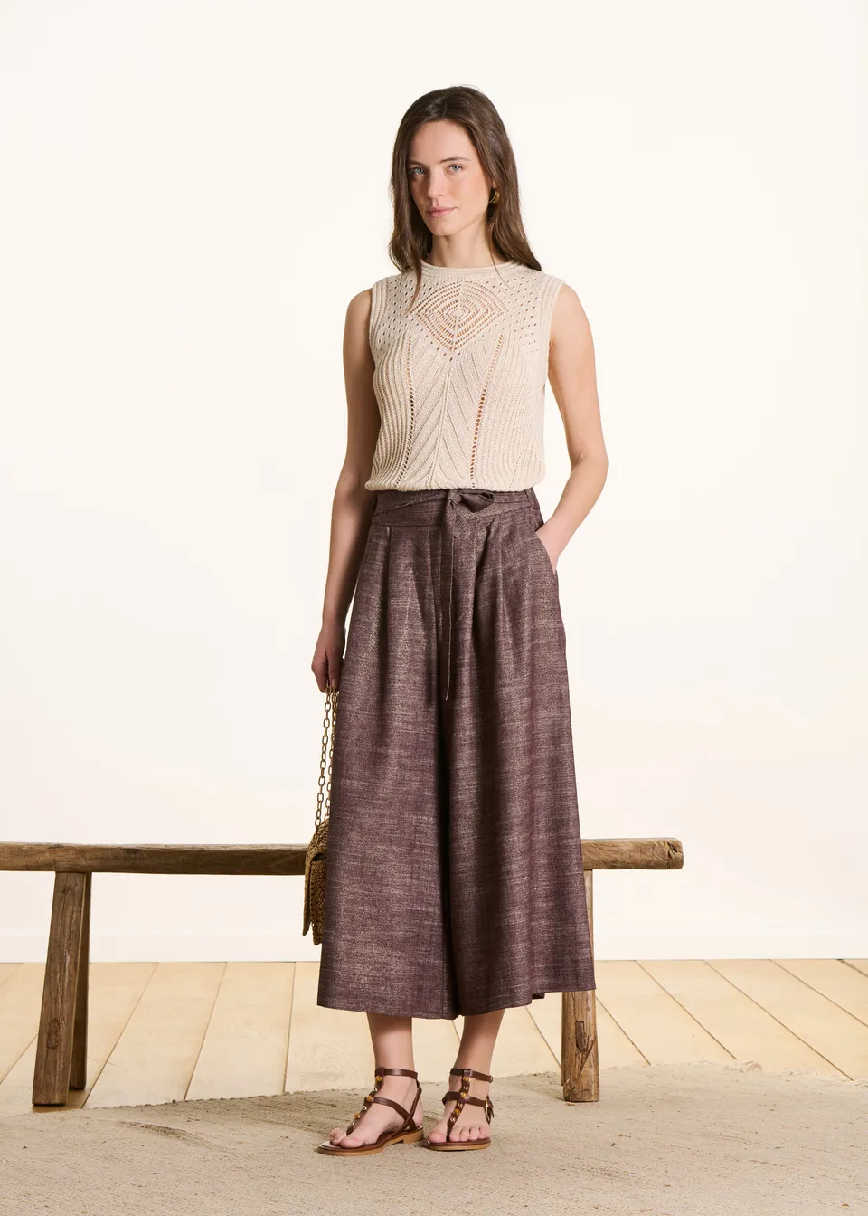 la-f-e-marabout-e-dactus-hose-braun-weit-7-8-high-waist image 1
