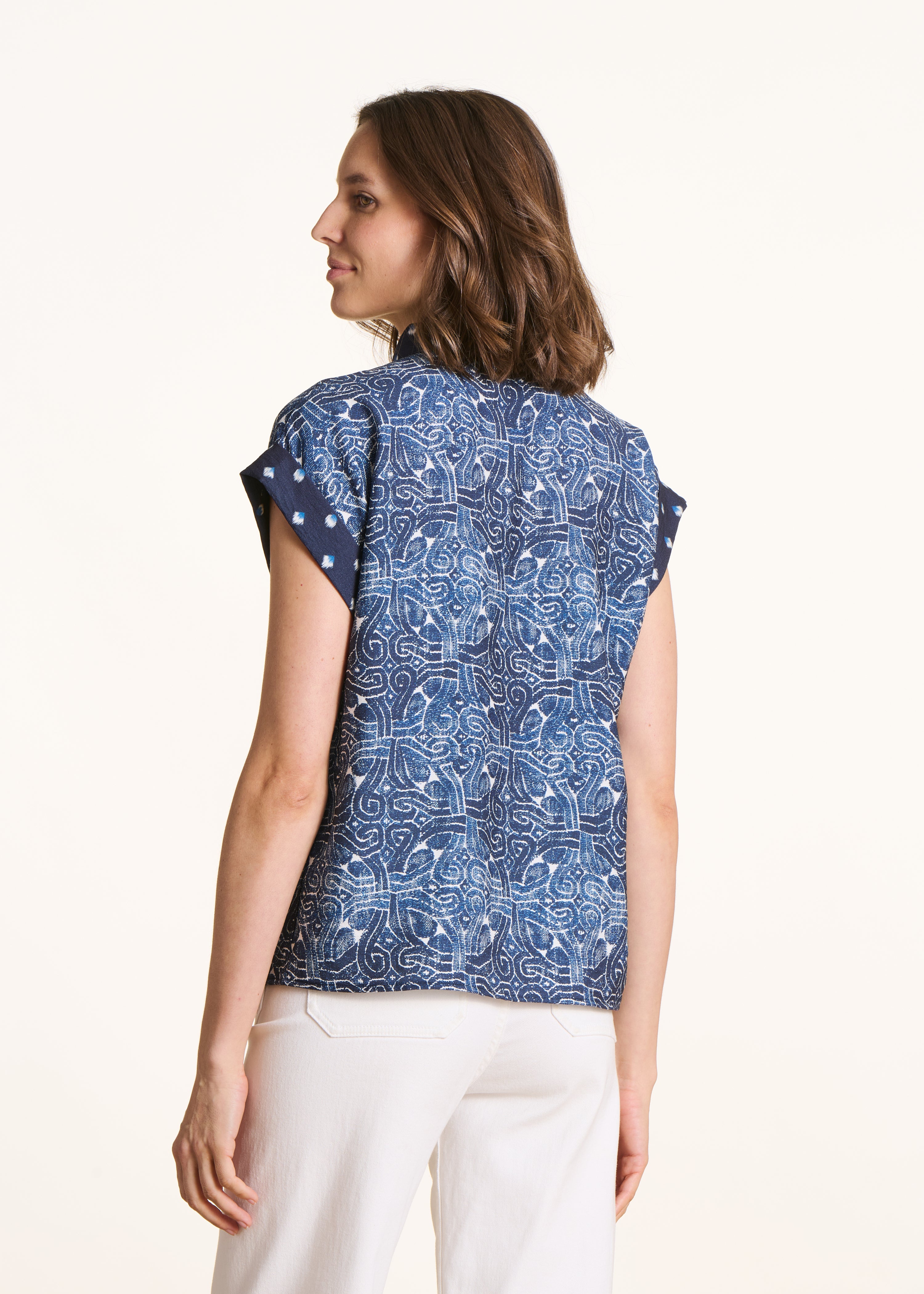 la-f-e-marabout-e-felico-bluse-blau-patchwork-kurzarm image 3