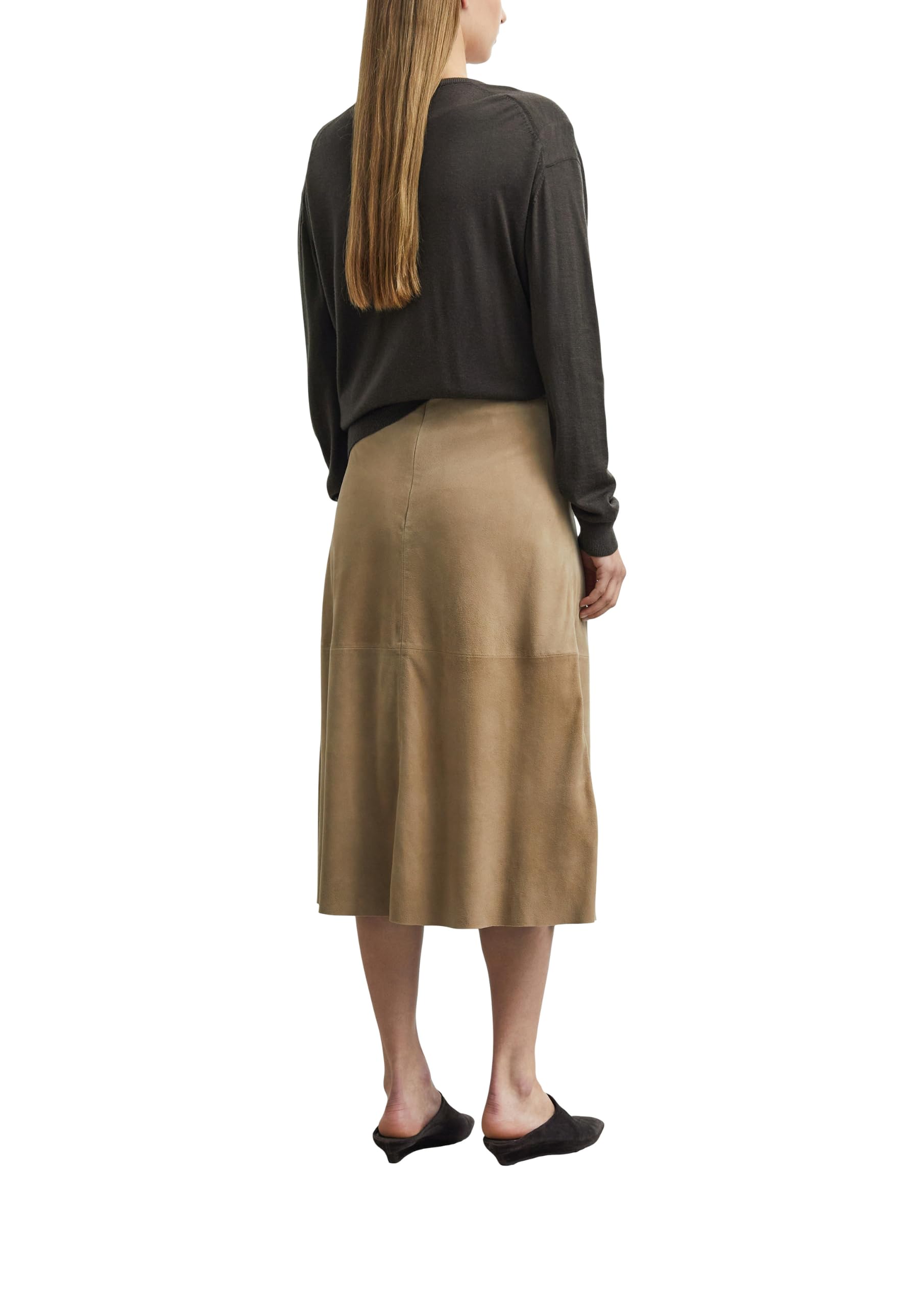 comma-skirts-rock-veloursleder-midi-ausgestellt image 2