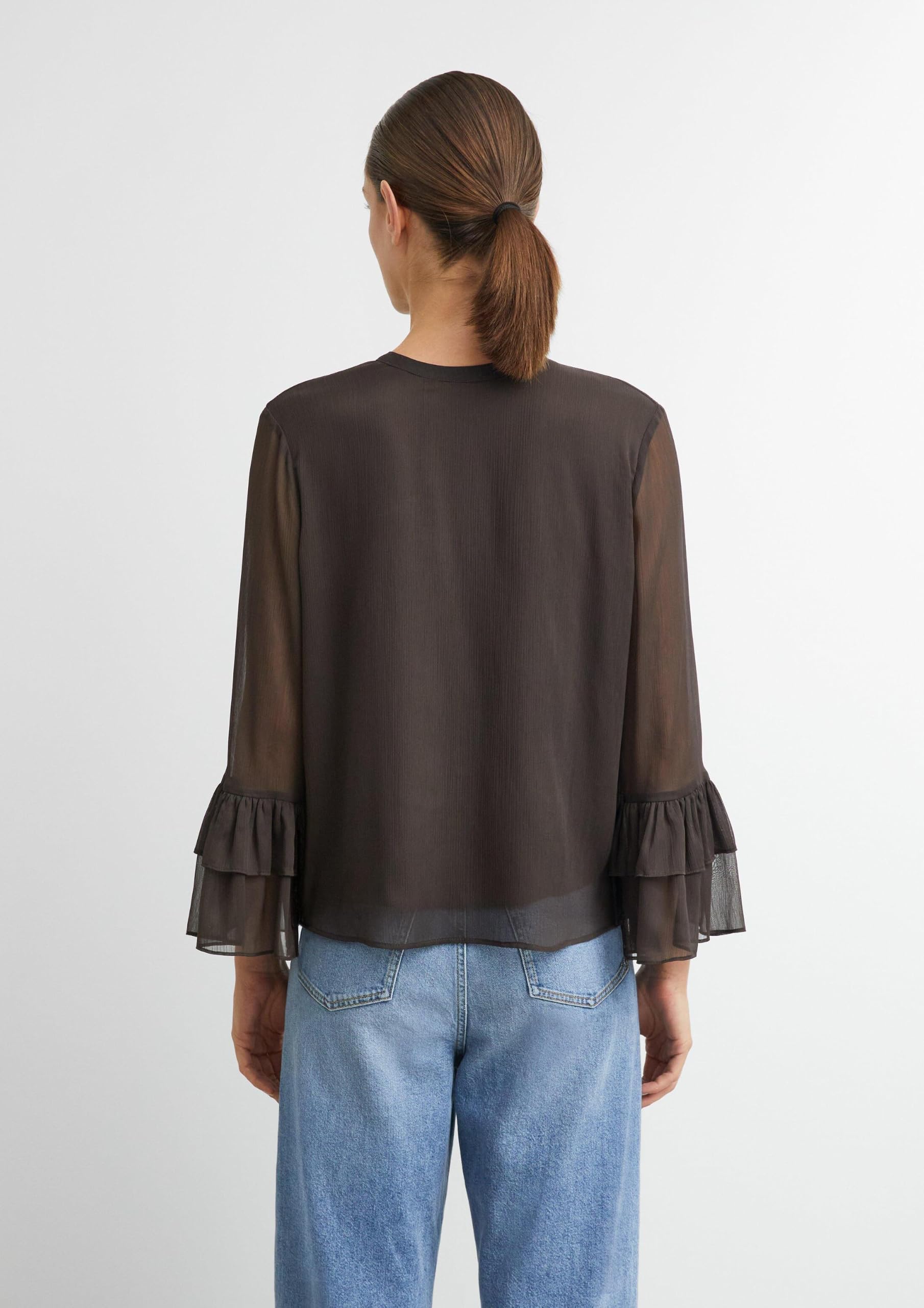 comma-blouses-chiffon-bluse-trompetenaermel-creme image 7