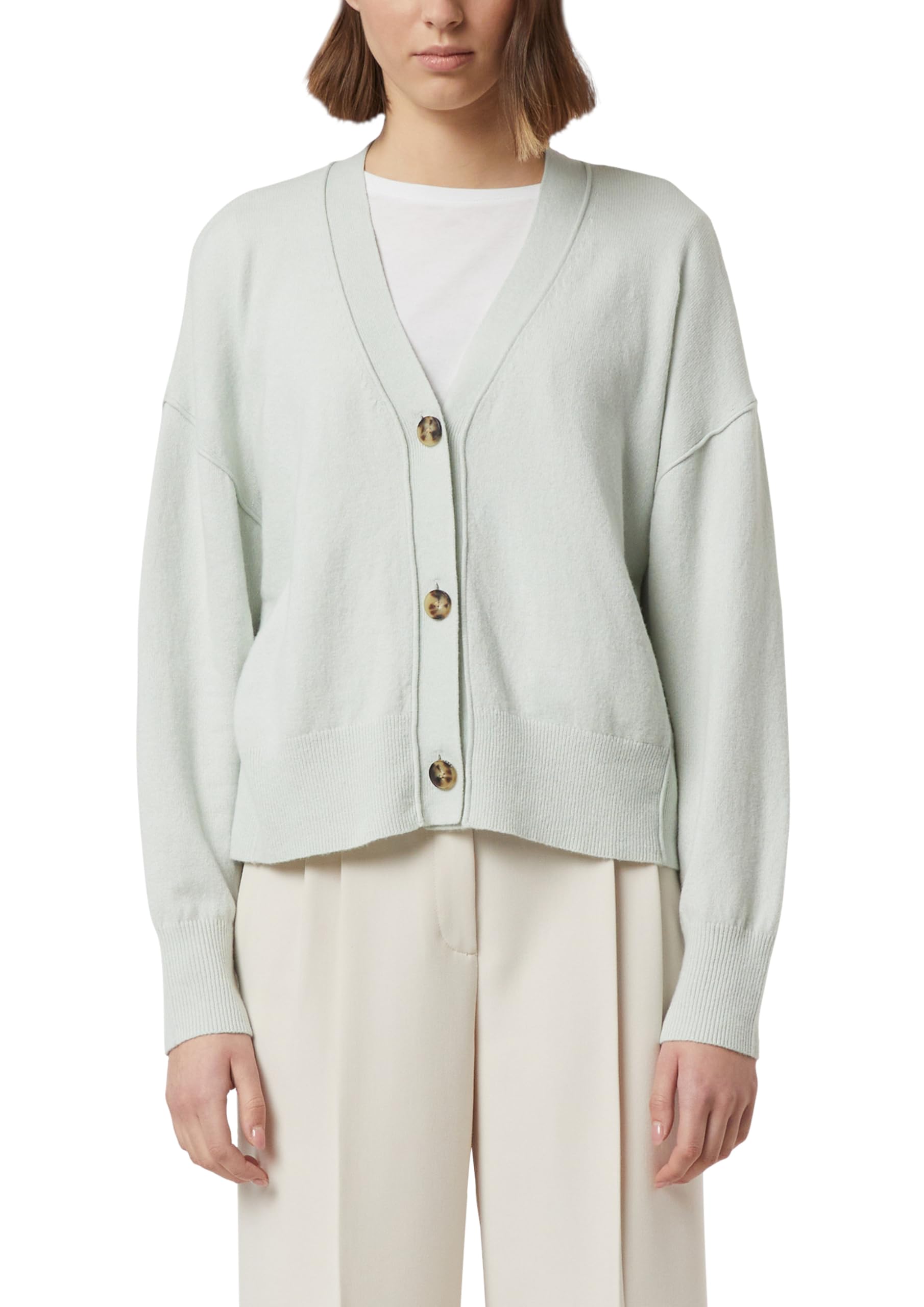 comma-strickjacke-feinstrick-oversize-v-ausschnitt-pastellt-rkis image 8