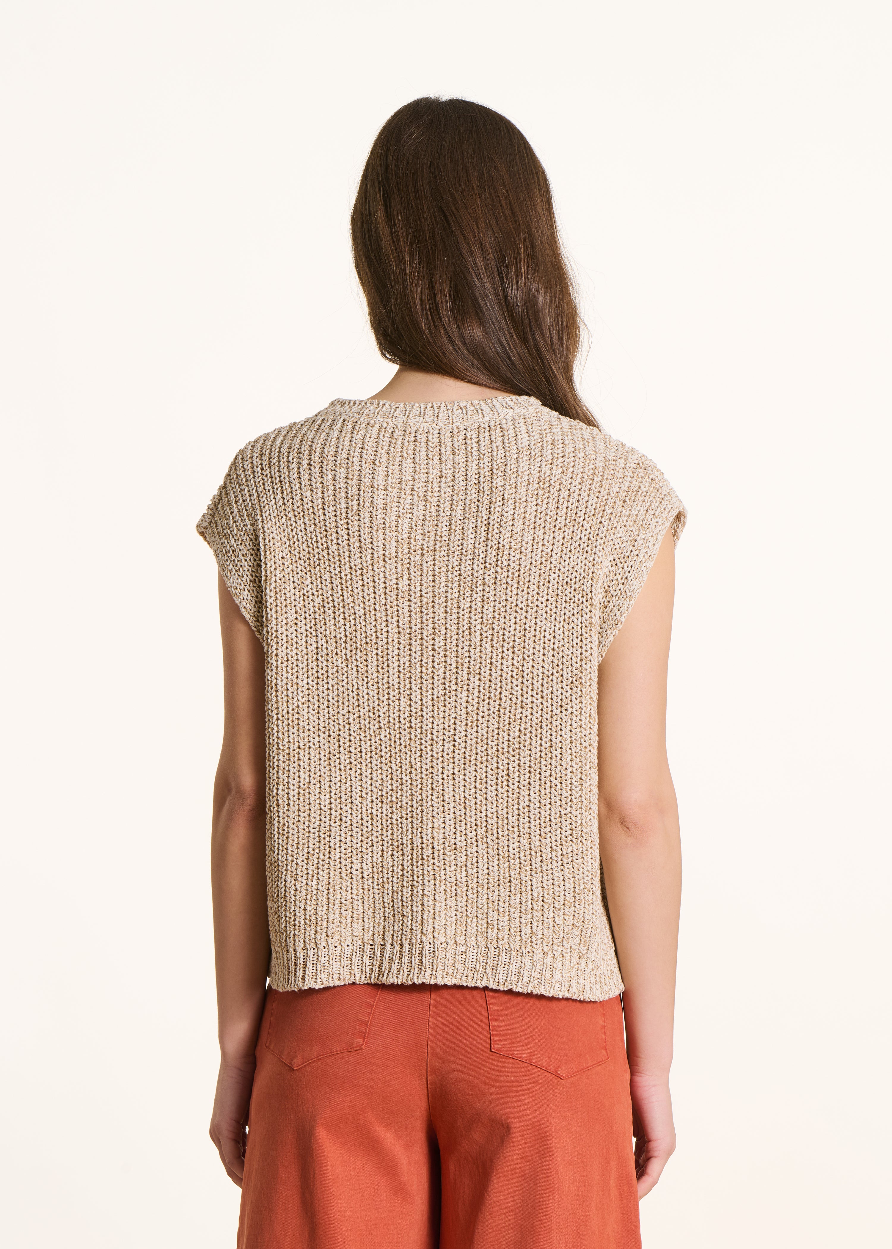 la-f-e-marabout-e-pulls-pullover-beige-kurzarm-glanz-xs-xl image 3