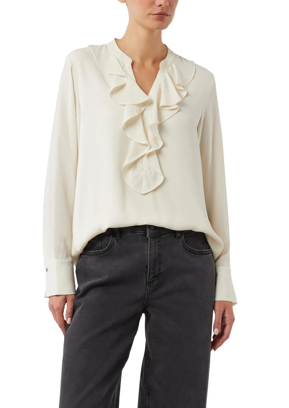 comma-2175657-bluse-mit-volant-langarm-gr-44 image 1