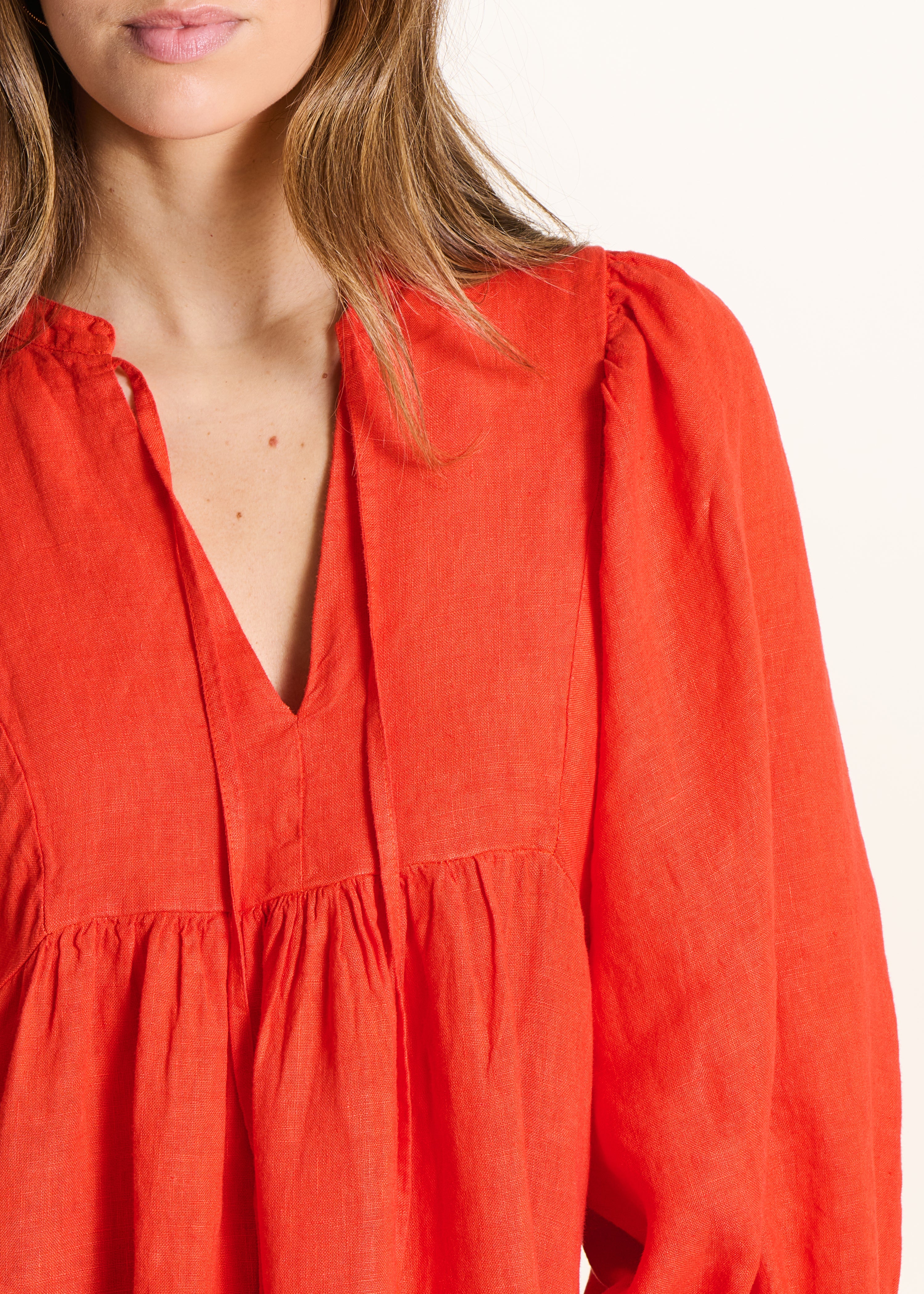 la-f-e-marabout-e-leinen-maxikleid-orange-langarm image 4
