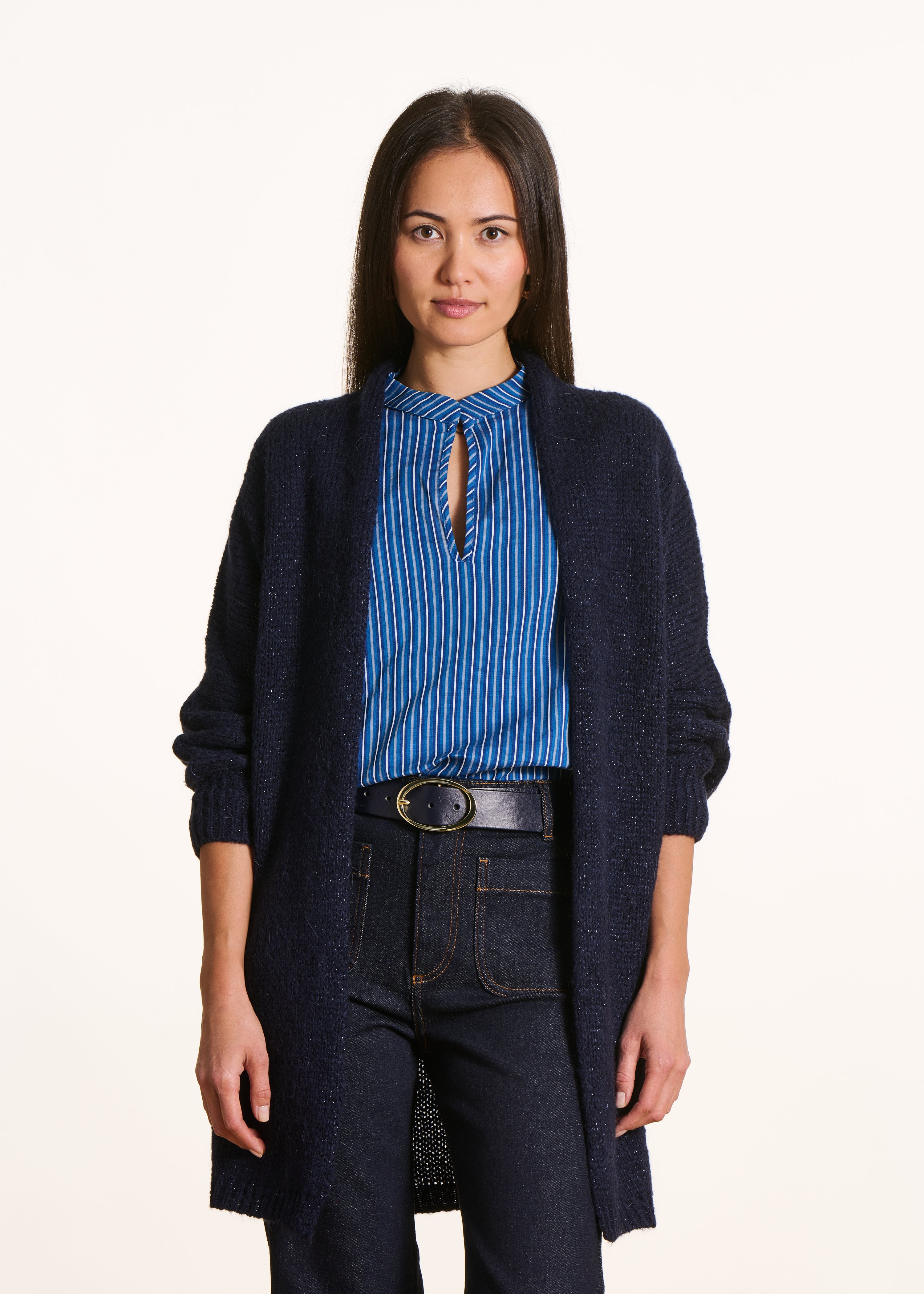 la-f-e-marabout-e-camille-gilet-marine-mohair-oversize-lang image 2
