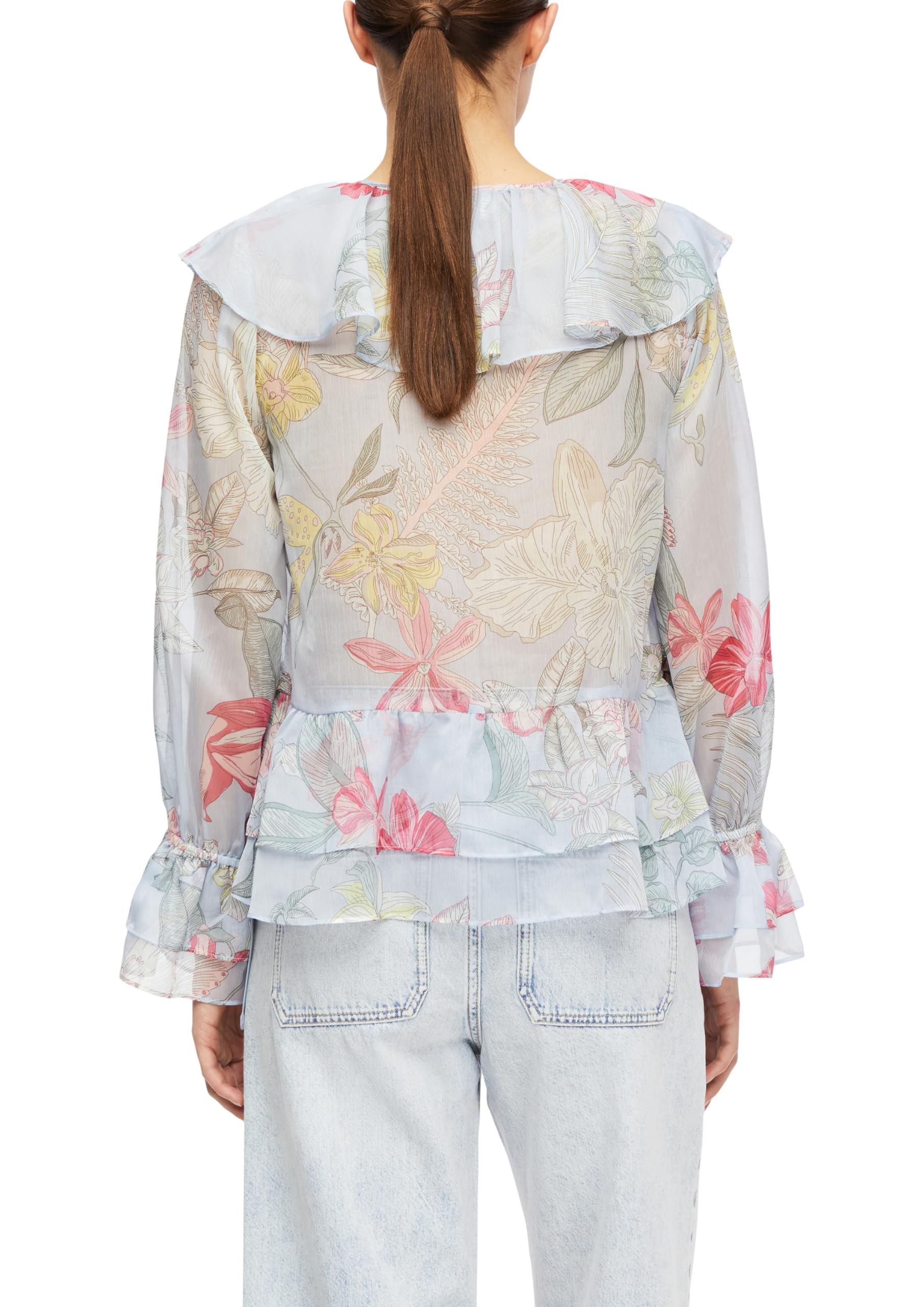 comma-bluse-chiffon-v-ausschnitt-volant-rmel-gr-34 image 2