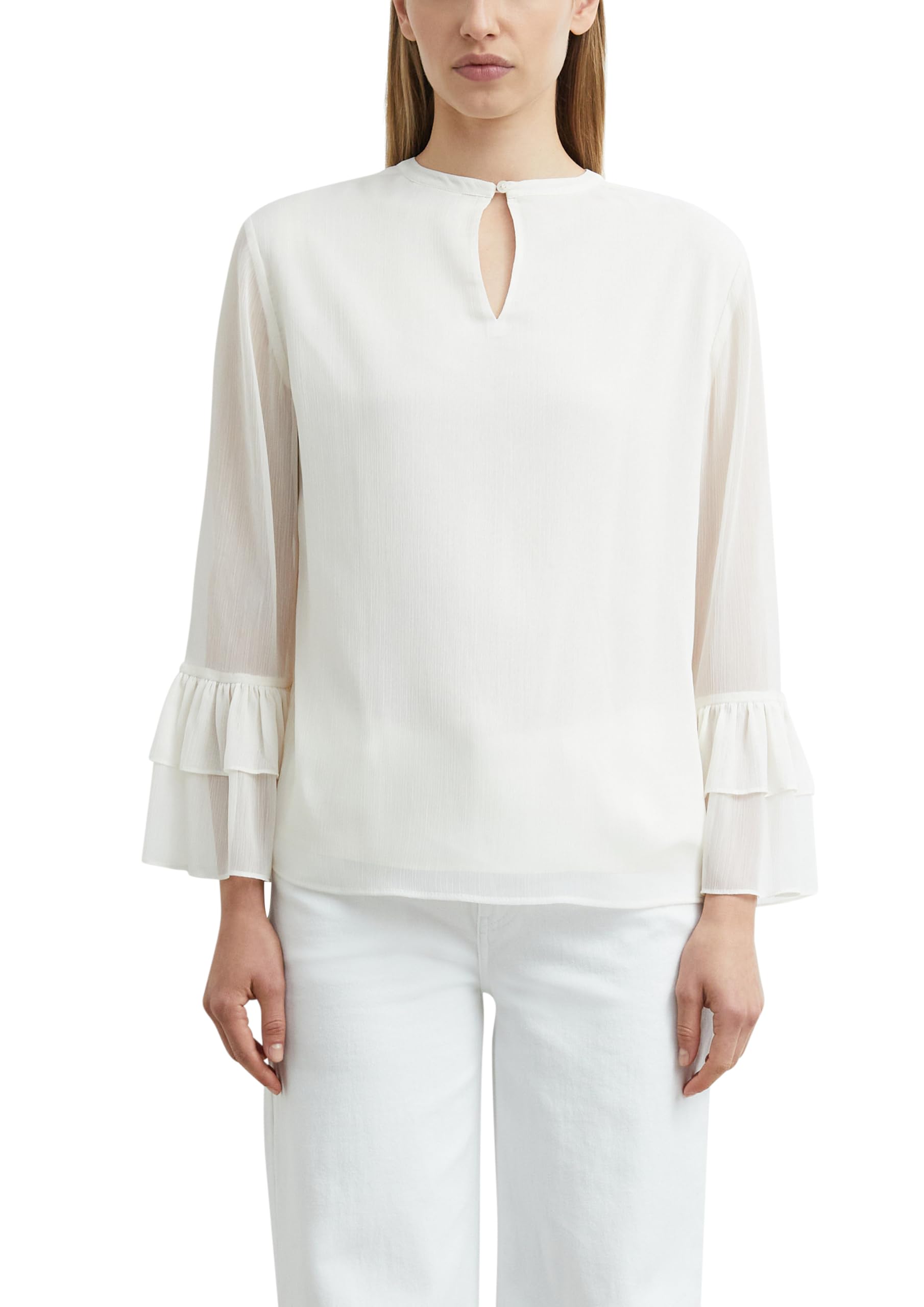 comma-blouses-chiffon-bluse-trompetenaermel-creme image 8