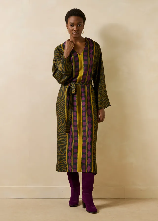 la-f-e-marabout-e-eliop-kleid-schwarz-ocker-zebra-lang image 1