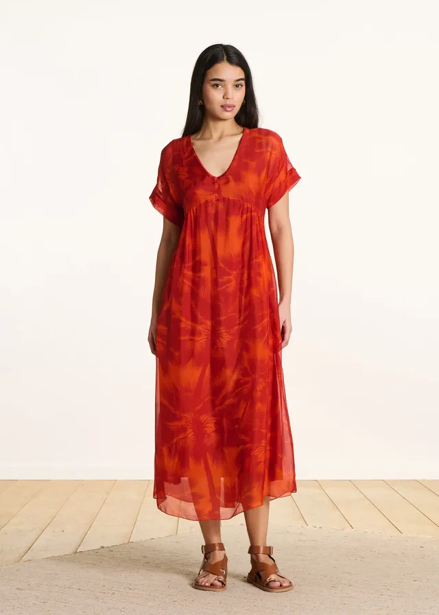 la-f-e-marabout-e-darling-maxikleid-orange-viskose-blume image 1