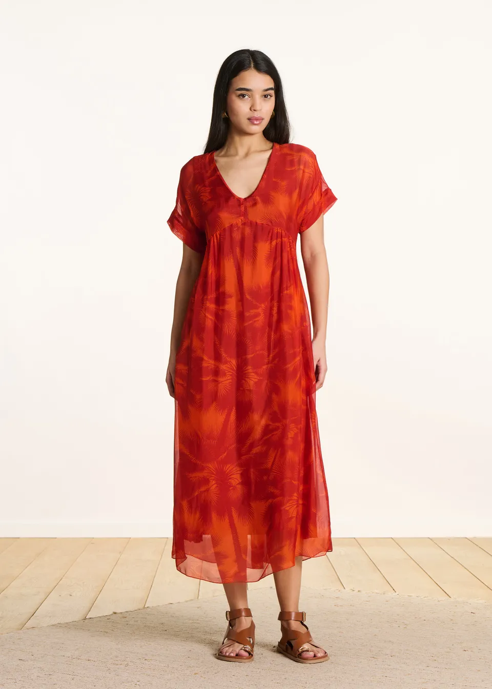 la-f-e-marabout-e-darling-maxikleid-orange-viskose-blume image 1