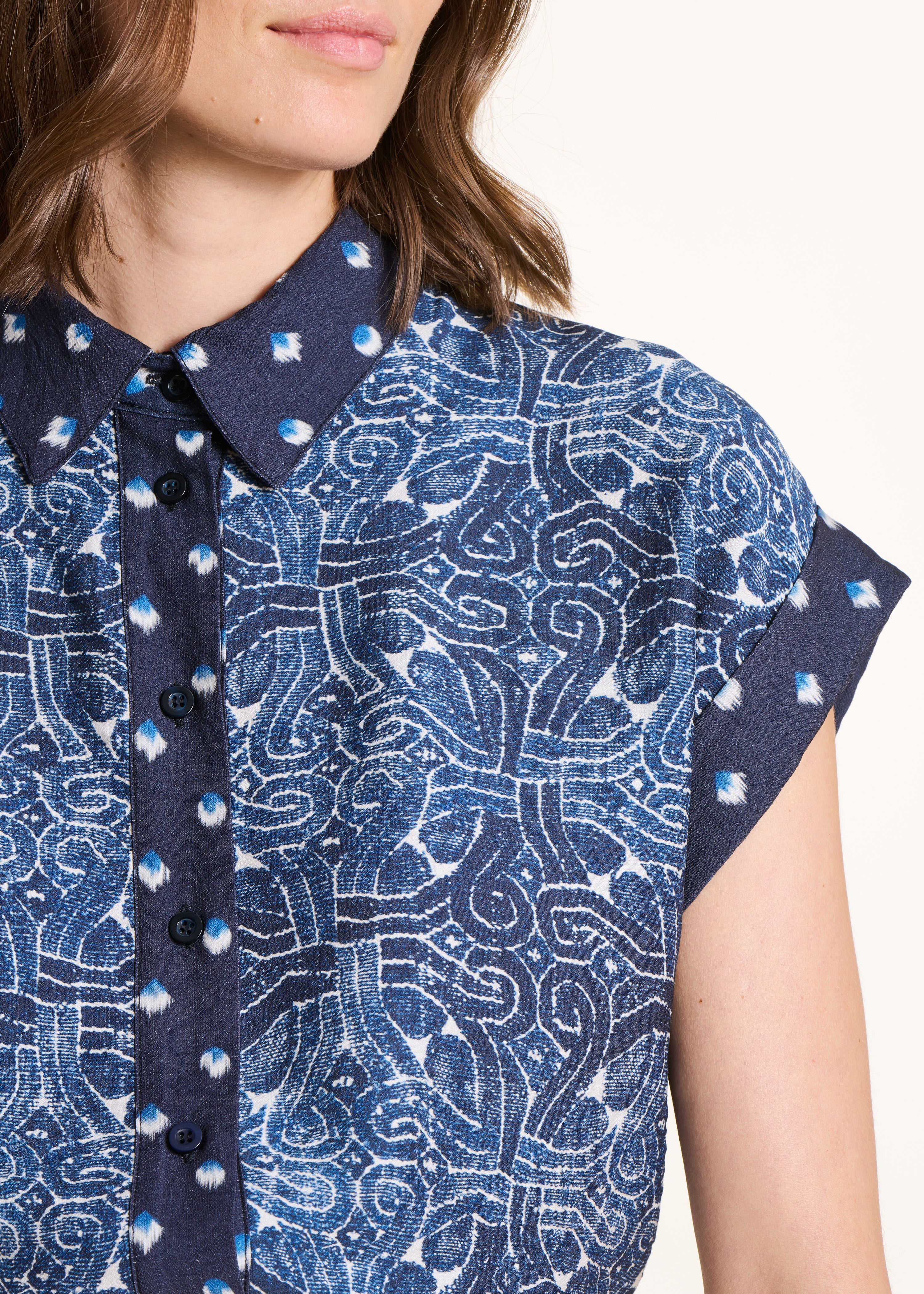 la-f-e-marabout-e-felico-bluse-blau-patchwork-kurzarm image 5