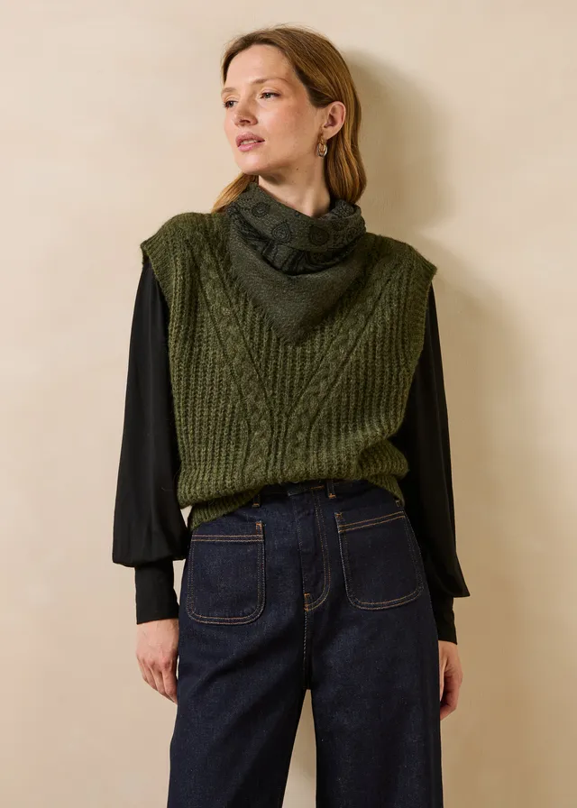 la-f-e-marabout-e-gabina-pullunder-khaki-zopf-strick image 1