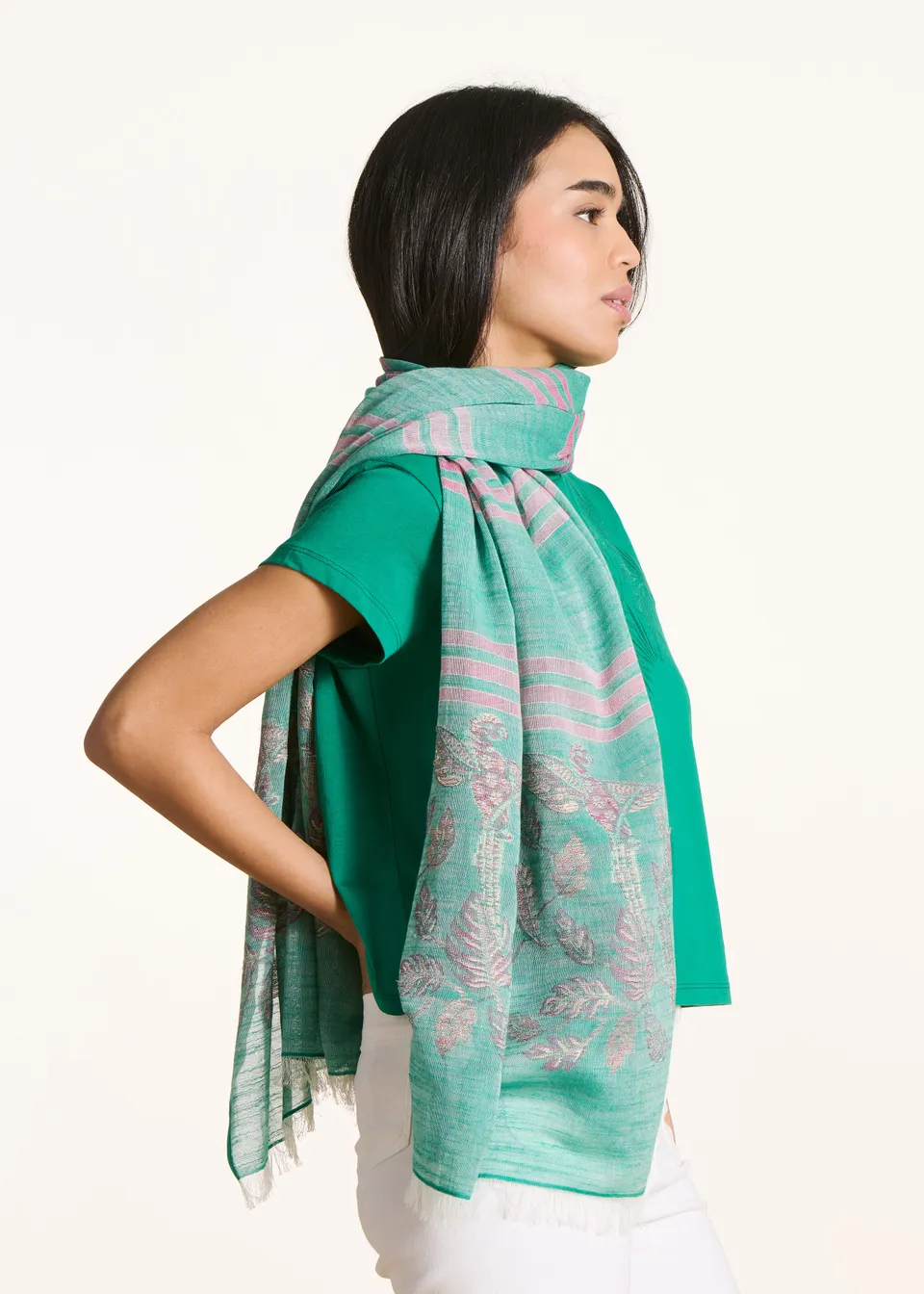 la-f-e-marabout-e-foulard-schal-gr-n-blattmuster image 1