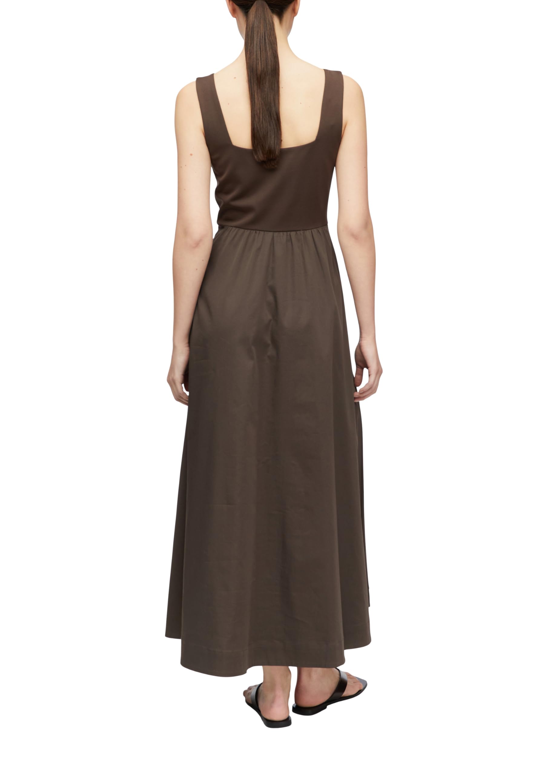 comma-jersey-popeline-kleid-gr-36-lang-dunkelbraun-taschen image 2