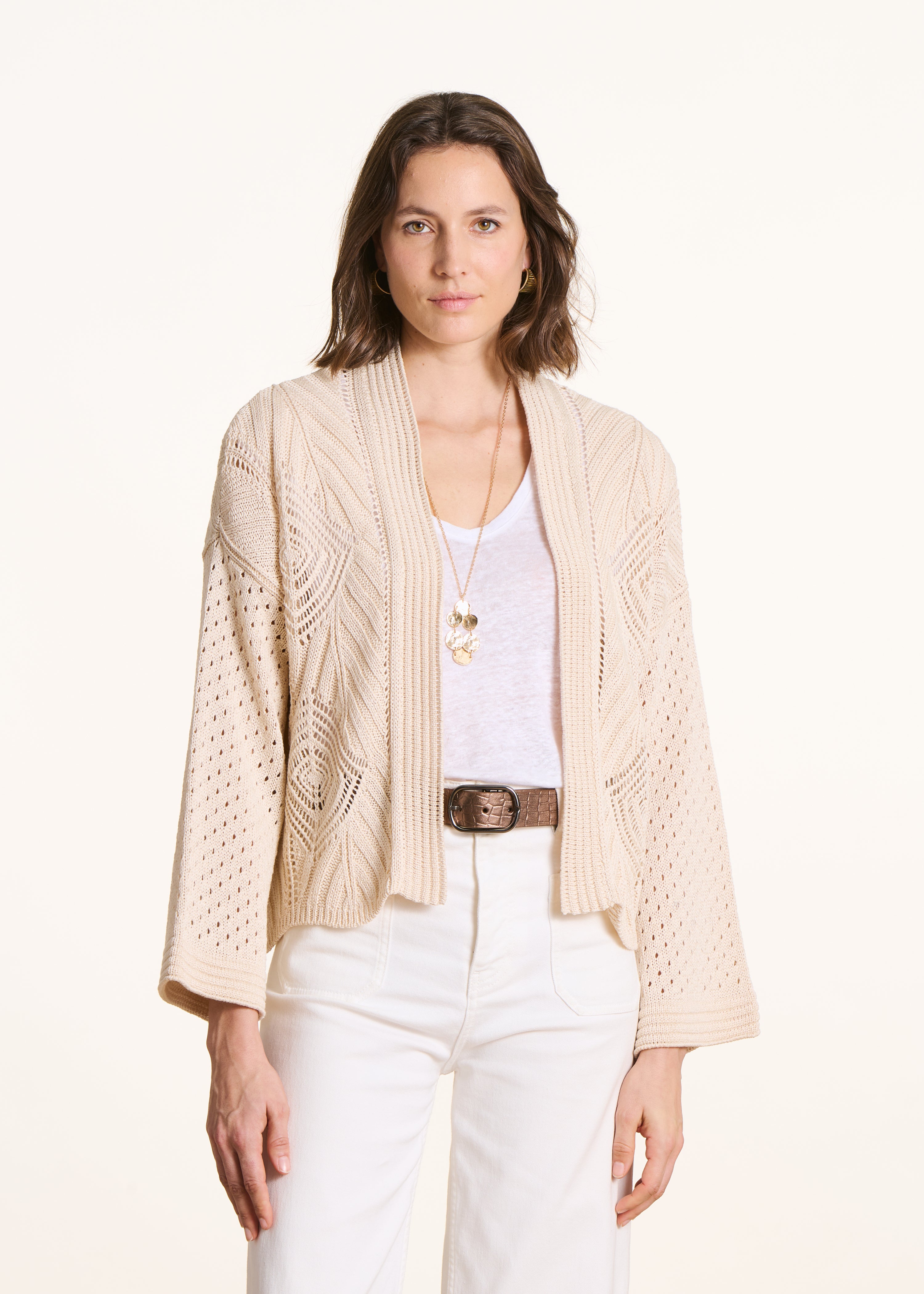 la-f-e-marabout-e-deria-strickjacke-offen-ecru-damen image 1