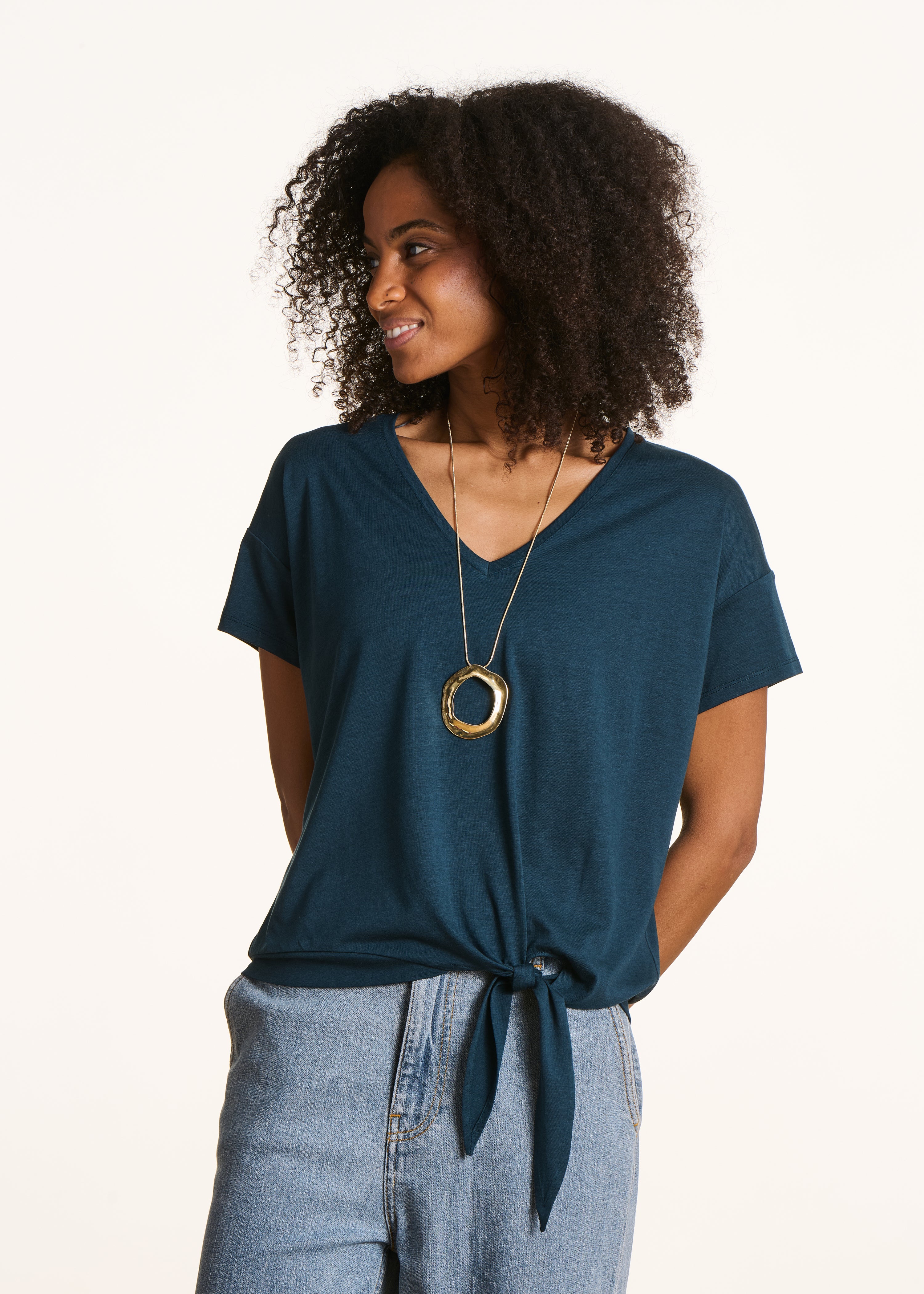 la-f-e-marabout-e-velsi-t-shirt-petrol-v-ausschnitt-kurzarm image 1