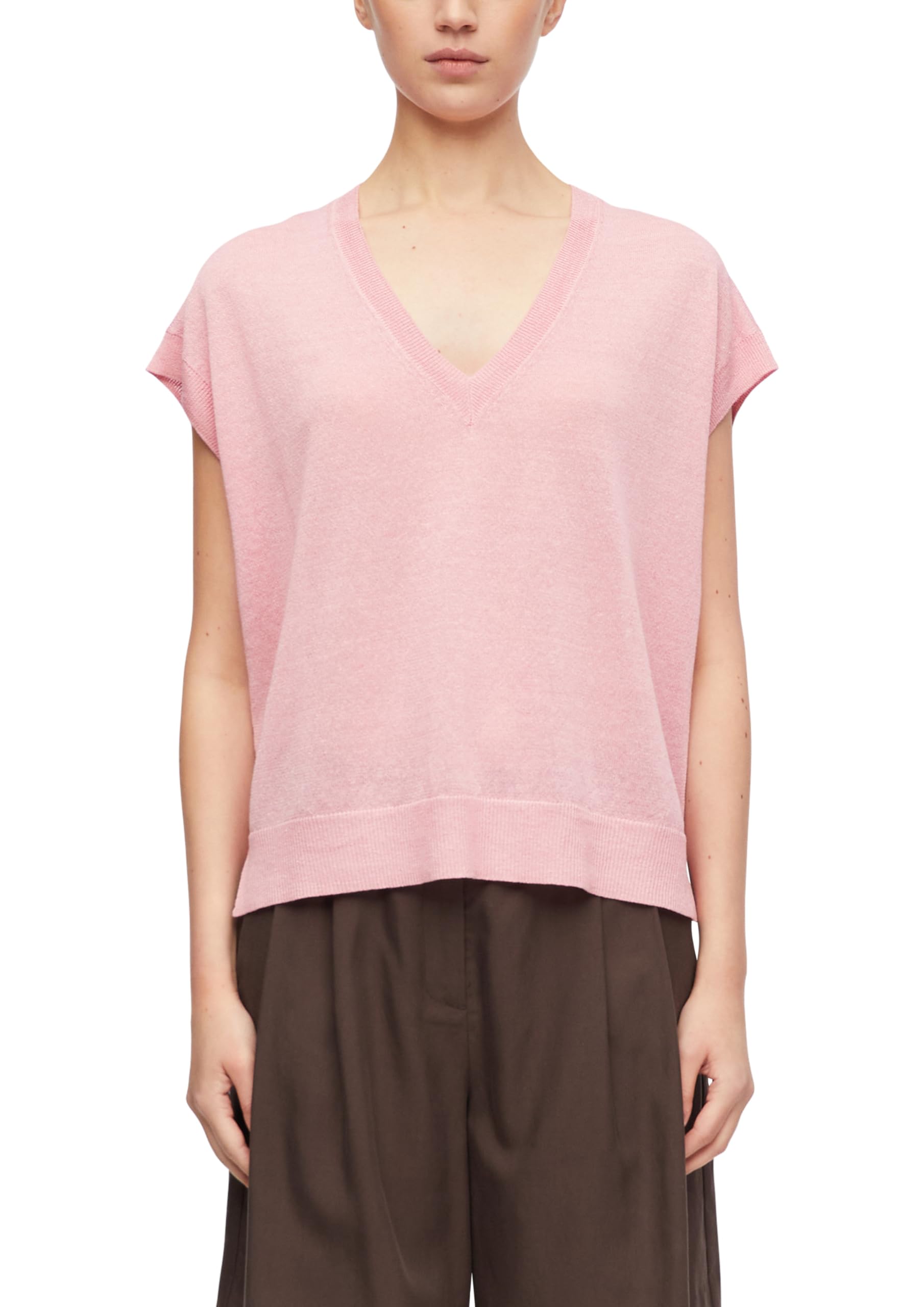 comma-knitwear-strickpullover-feinstrick-l-rosa-v-ausschnitt image 1