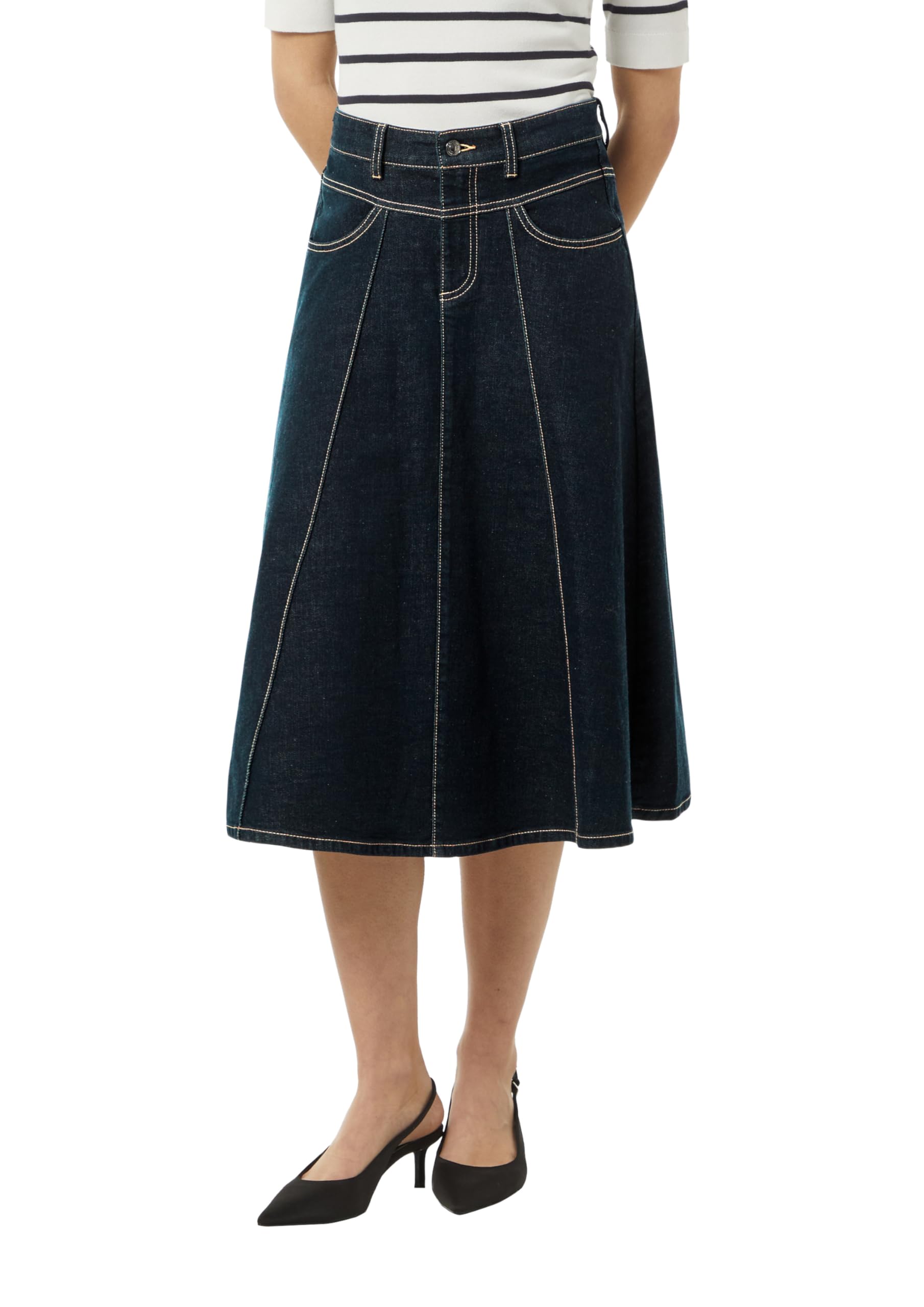 comma-midirock-aus-elastischem-denim-rock-gr-e-38-midi image 1