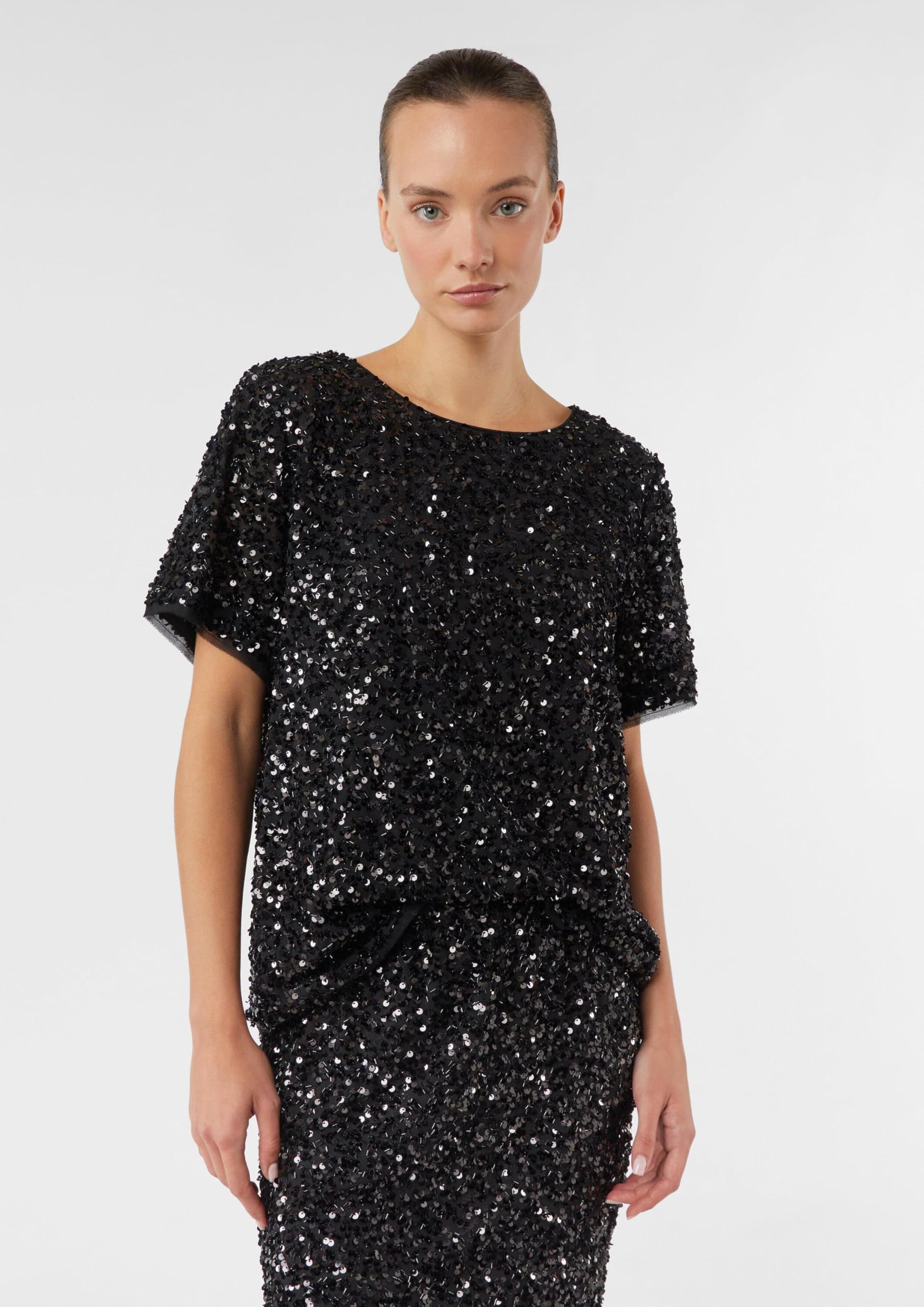 comma-bluse-kurzarm-pailletten-schwarz-blusenshirt image 7