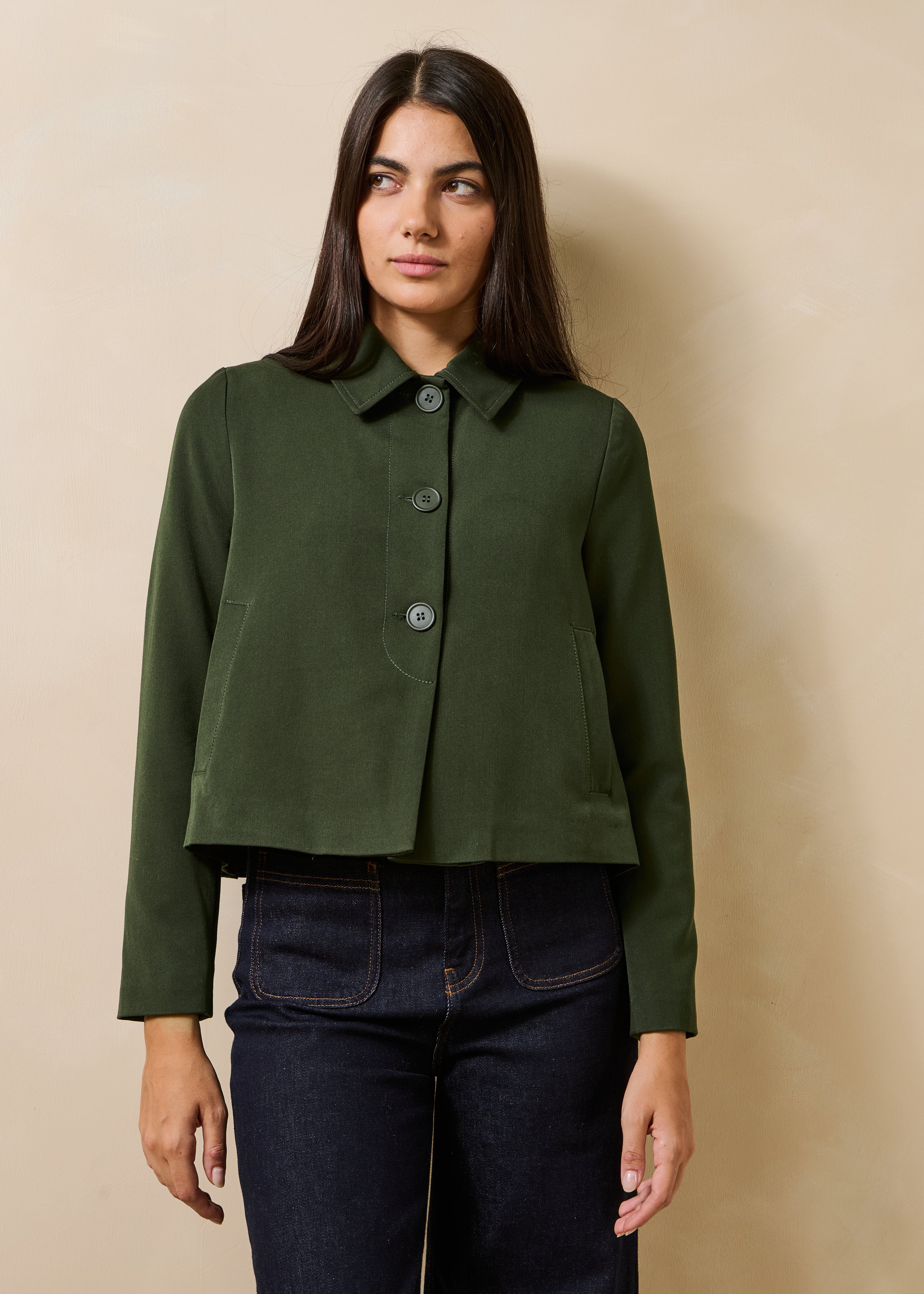 la-f-e-marabout-e-grenat-jacke-damen-khaki-kurz image 2