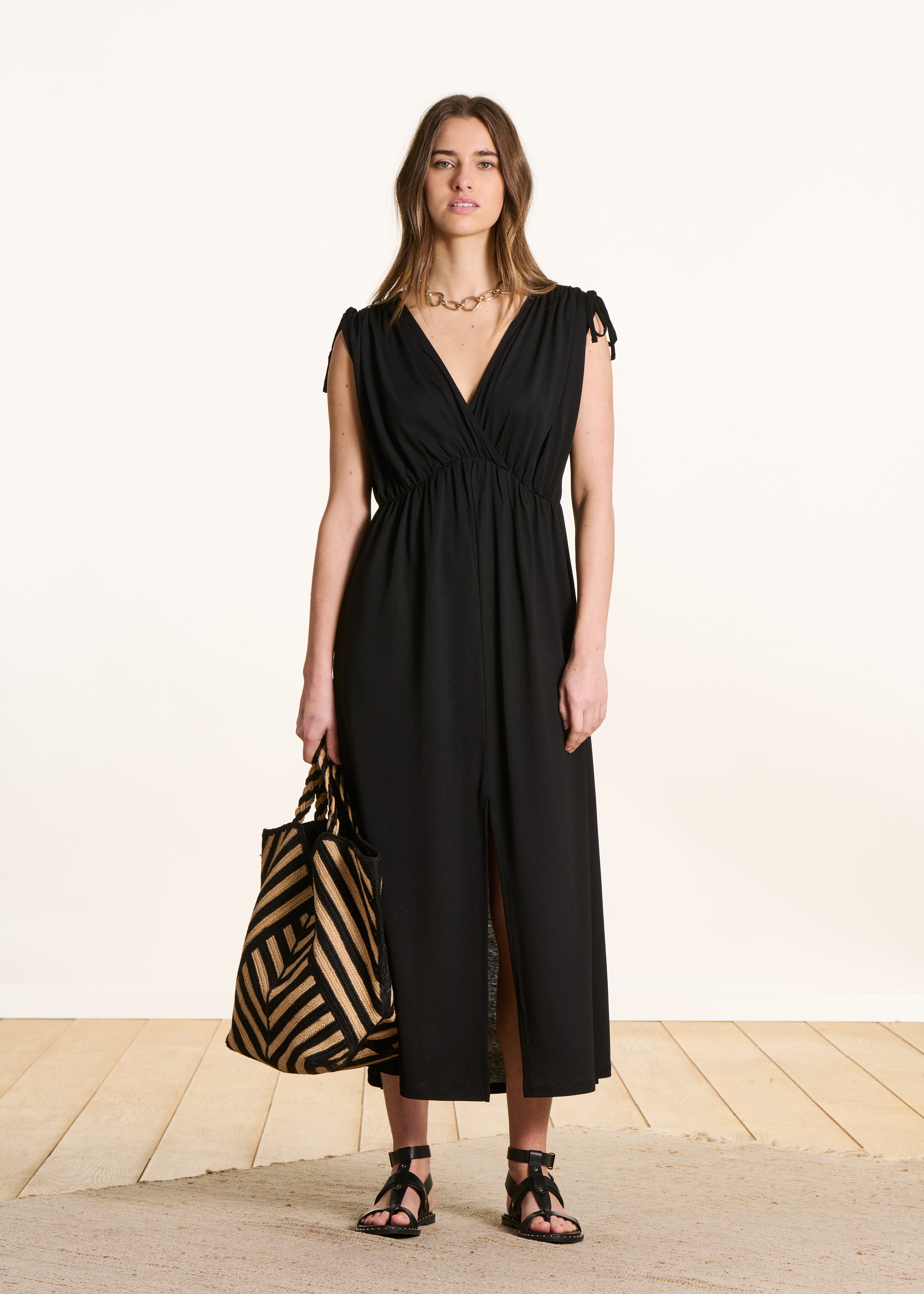 la-f-e-marabout-e-robes-kleid-schwarz-lang-lyocell-xs-xl image 2