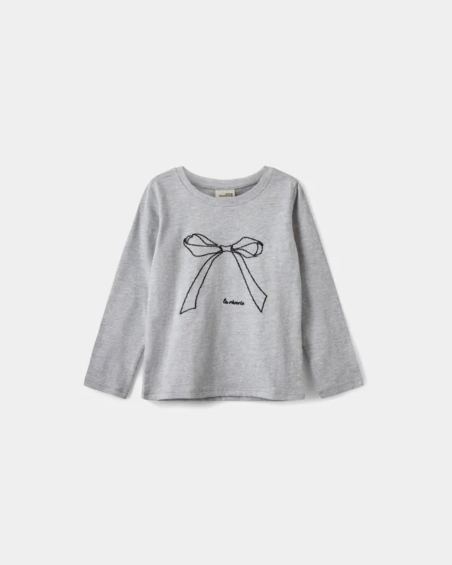 sofie-schnoor-kids-fleur-langarmshirt-grey-melange-schleife image 1
