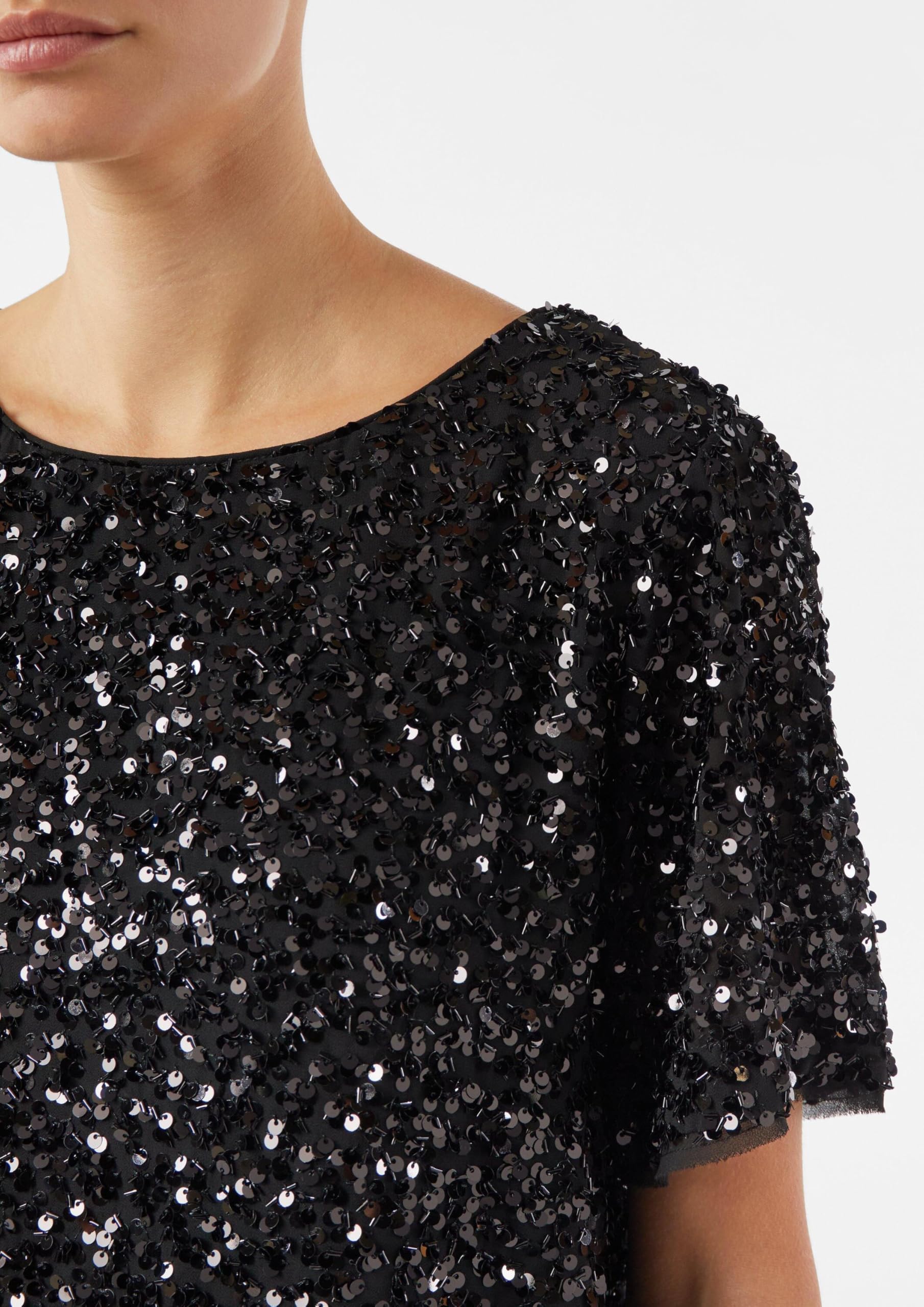 comma-bluse-kurzarm-pailletten-schwarz-blusenshirt image 4