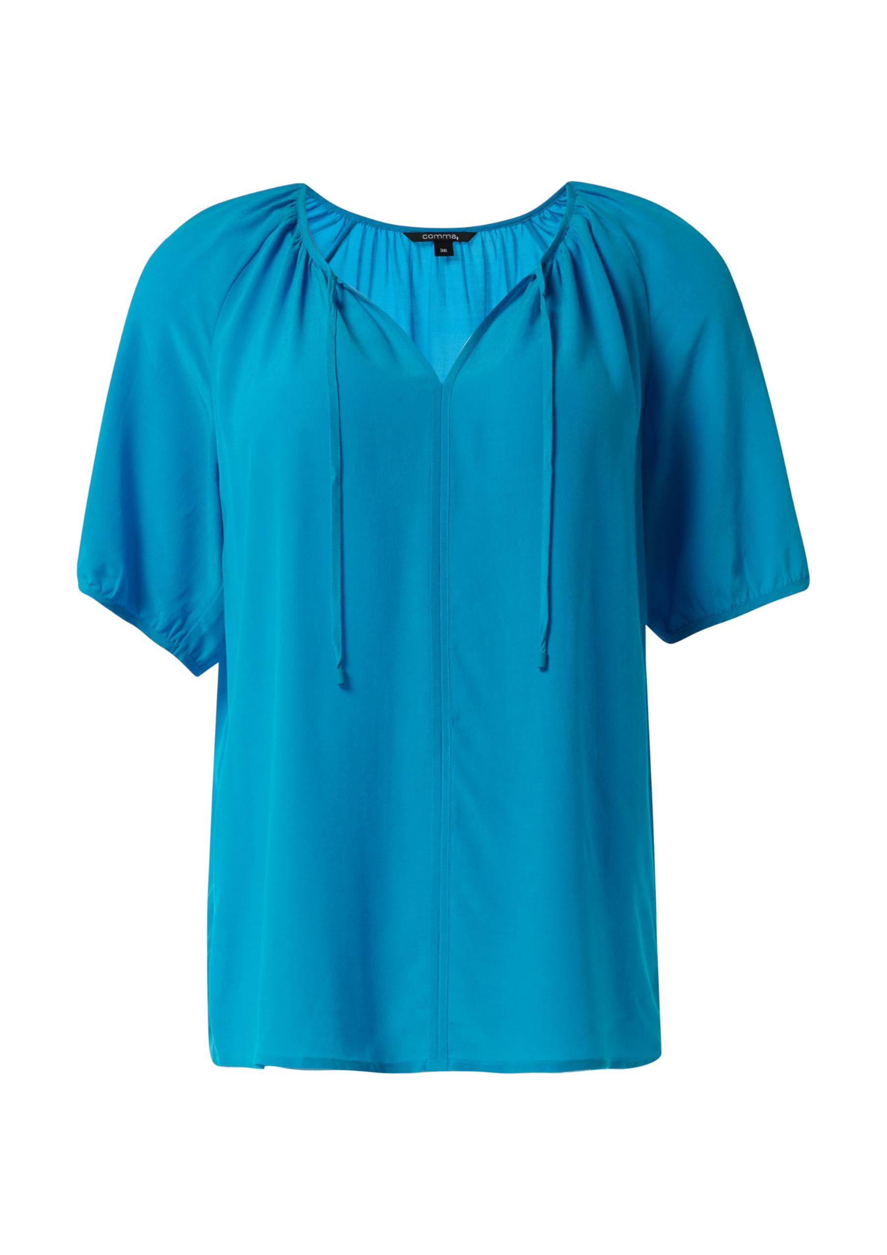 comma-blouses-cr-pe-bluse-ozeanblau-mit-raffung image 3
