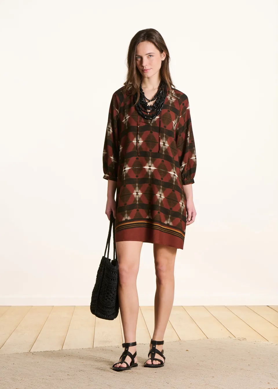 la-f-e-marabout-e-kleid-braun-mahogany-ethnoprint-gr-34 image 1
