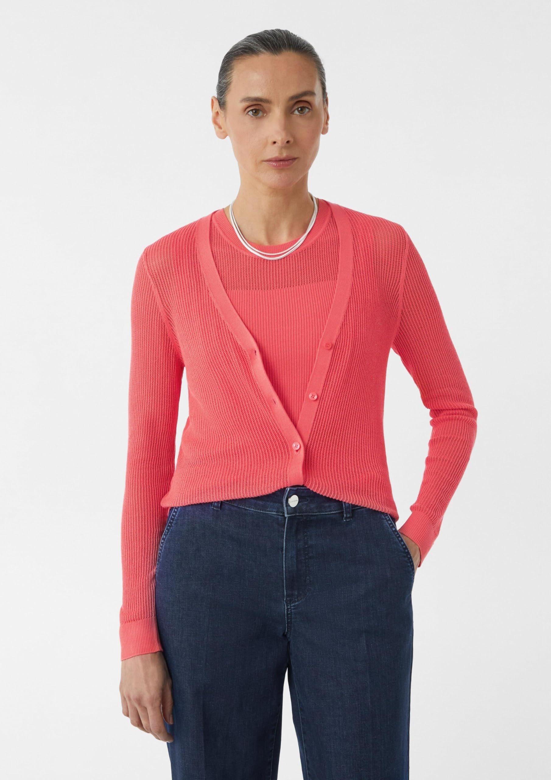comma-feinstrick-cardigan-slim-fit-v-ausschnitt-strickjacke image 5