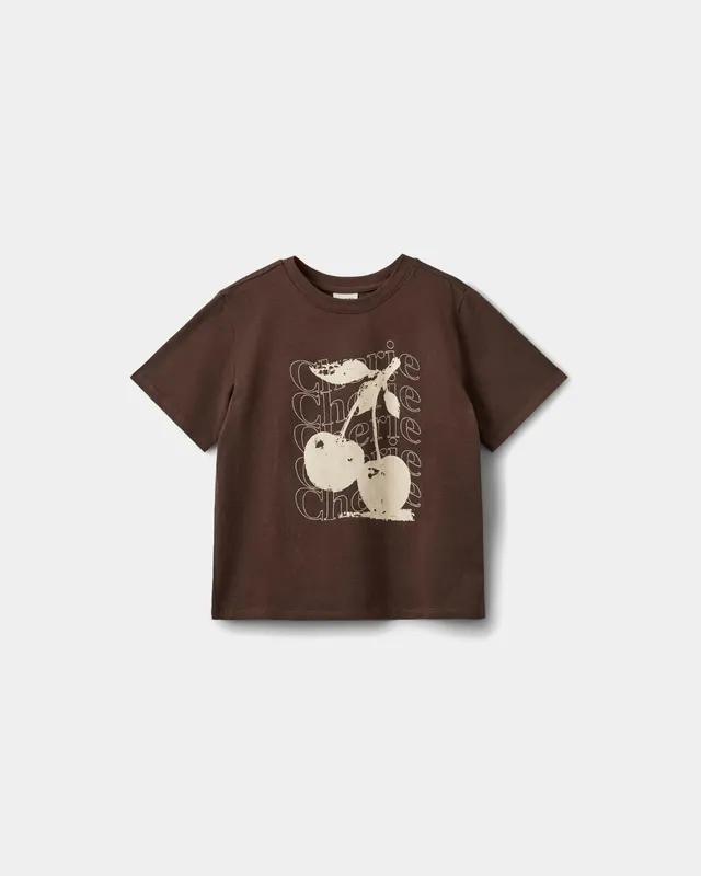 sofie-schnoor-young-zenasy-t-shirt-brown-kirschprint image 1