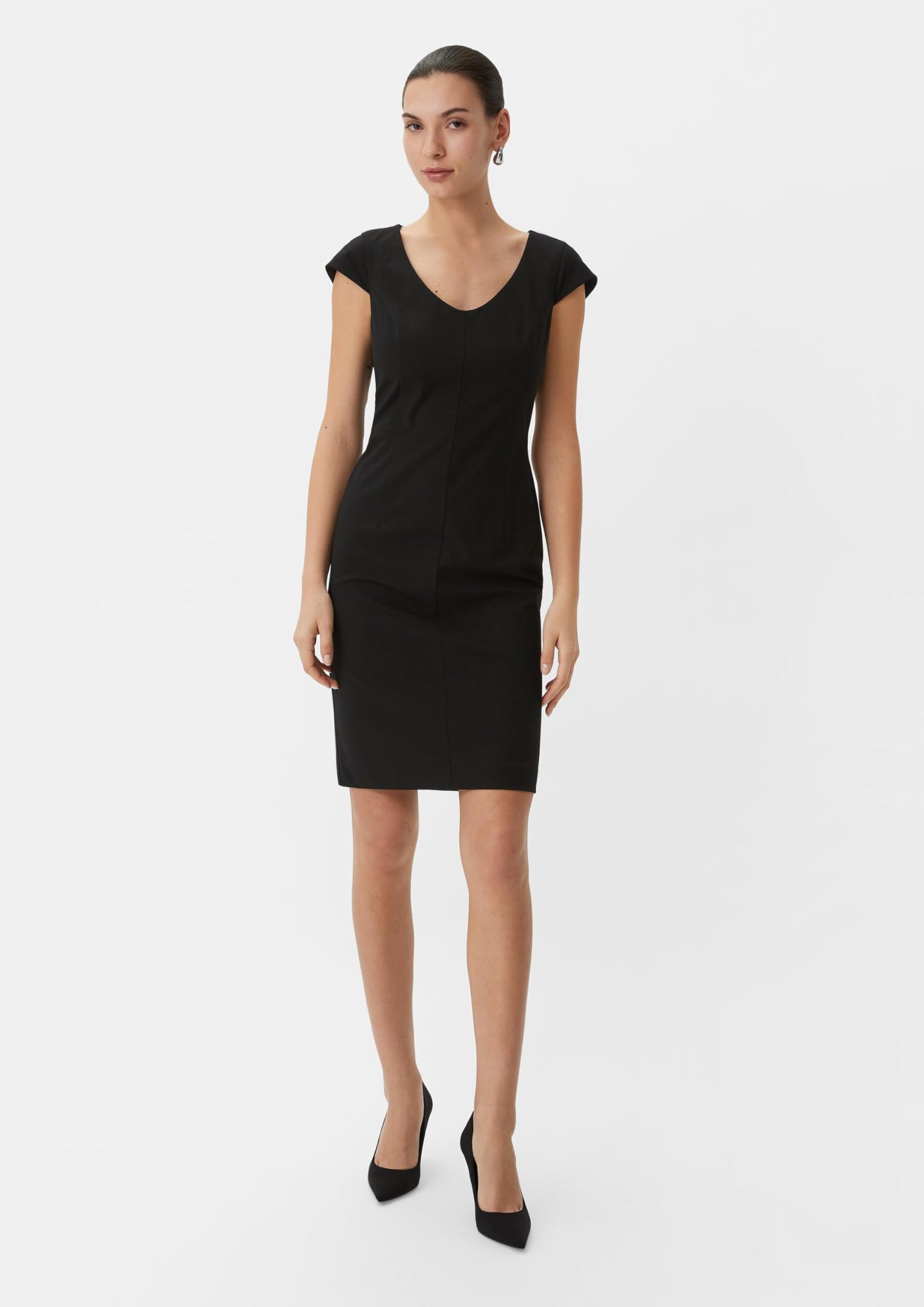 comma-kleid-mit-kapp-rmeln-navy-damenkleid-kurz image 5