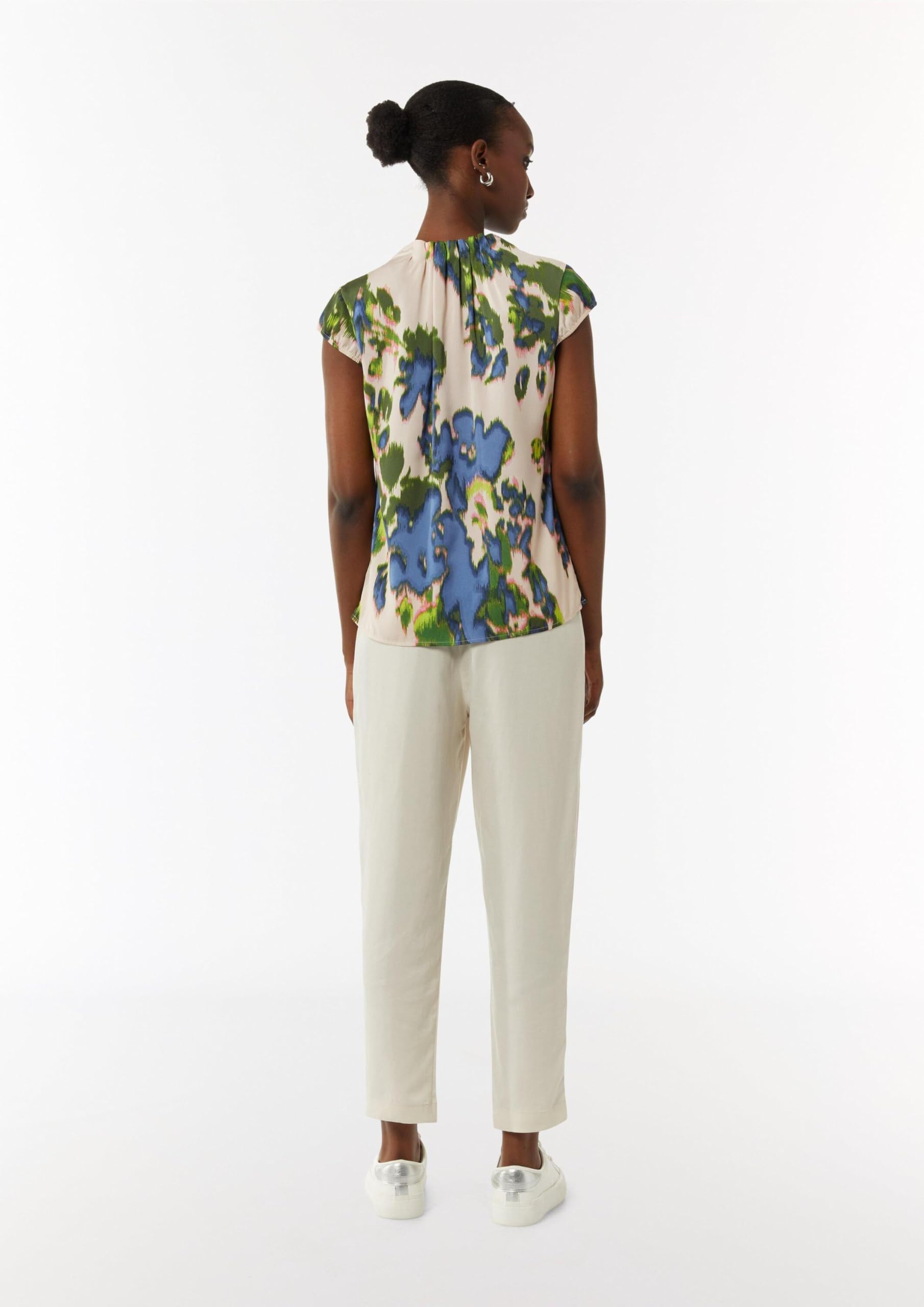 comma-satinbluse-all-over-print-raffung-kurzarm image 6