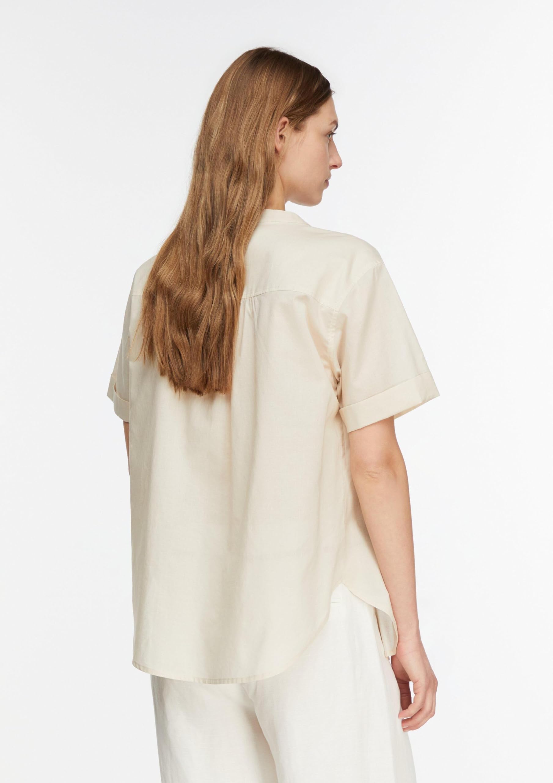 comma-blouses-damen-bluse-kurzarm-stehkragen-baumwolle image 7
