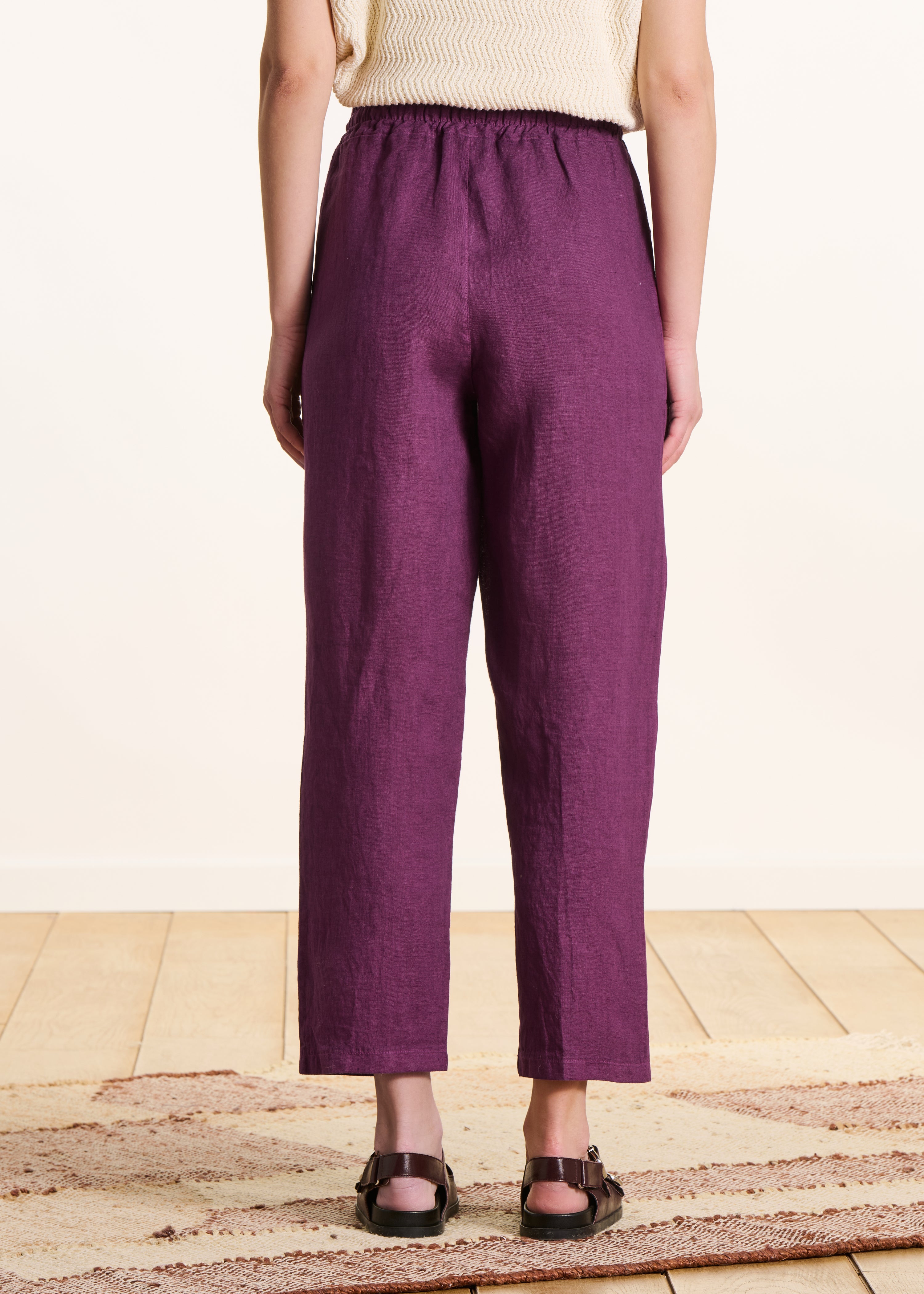 la-f-e-marabout-e-pantalons-leinenhose-7-8-lila-lin-feige-elastisch image 3