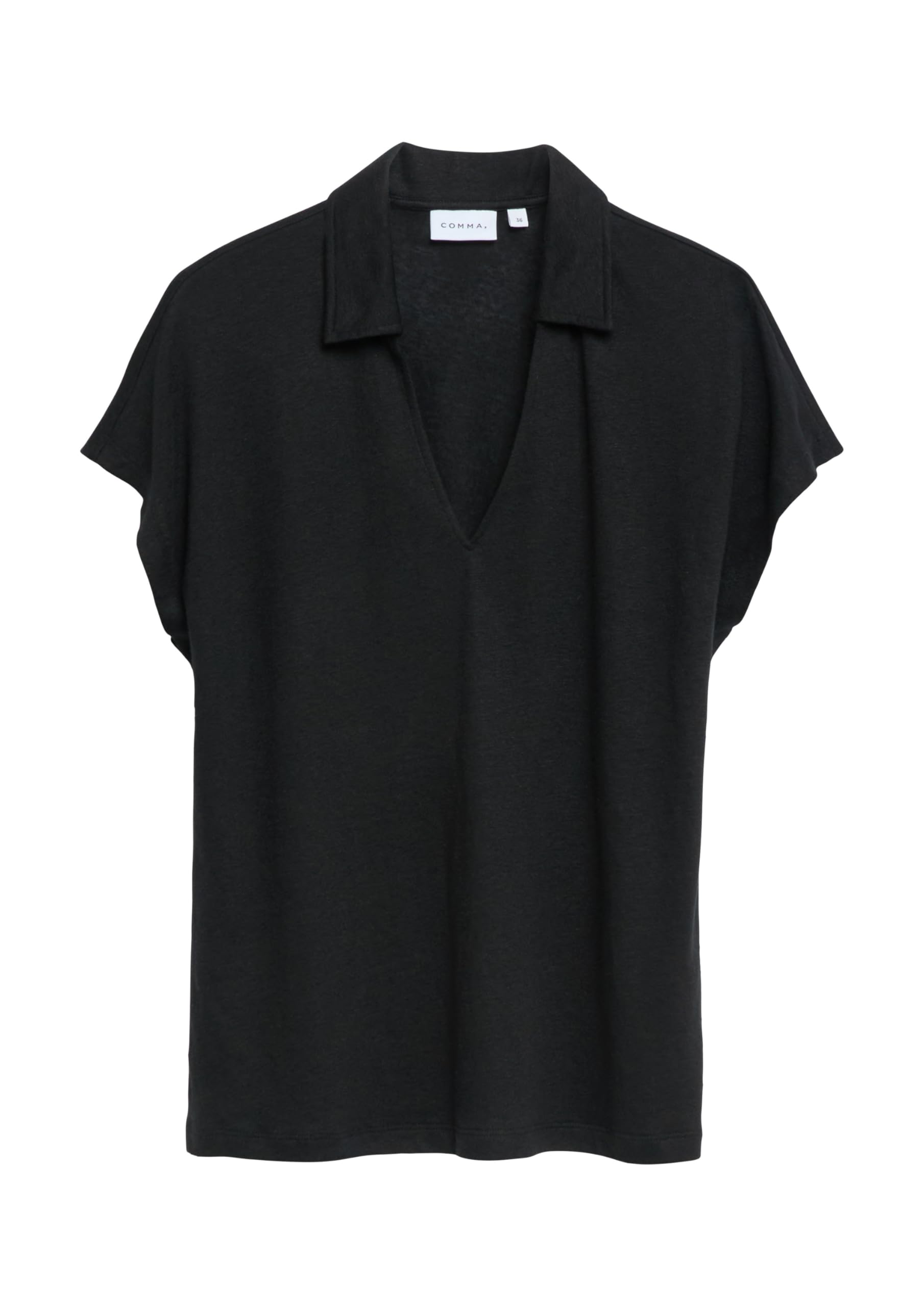 comma-tops-polo-shirt-leinenmix-schwarz-gr-48 image 3