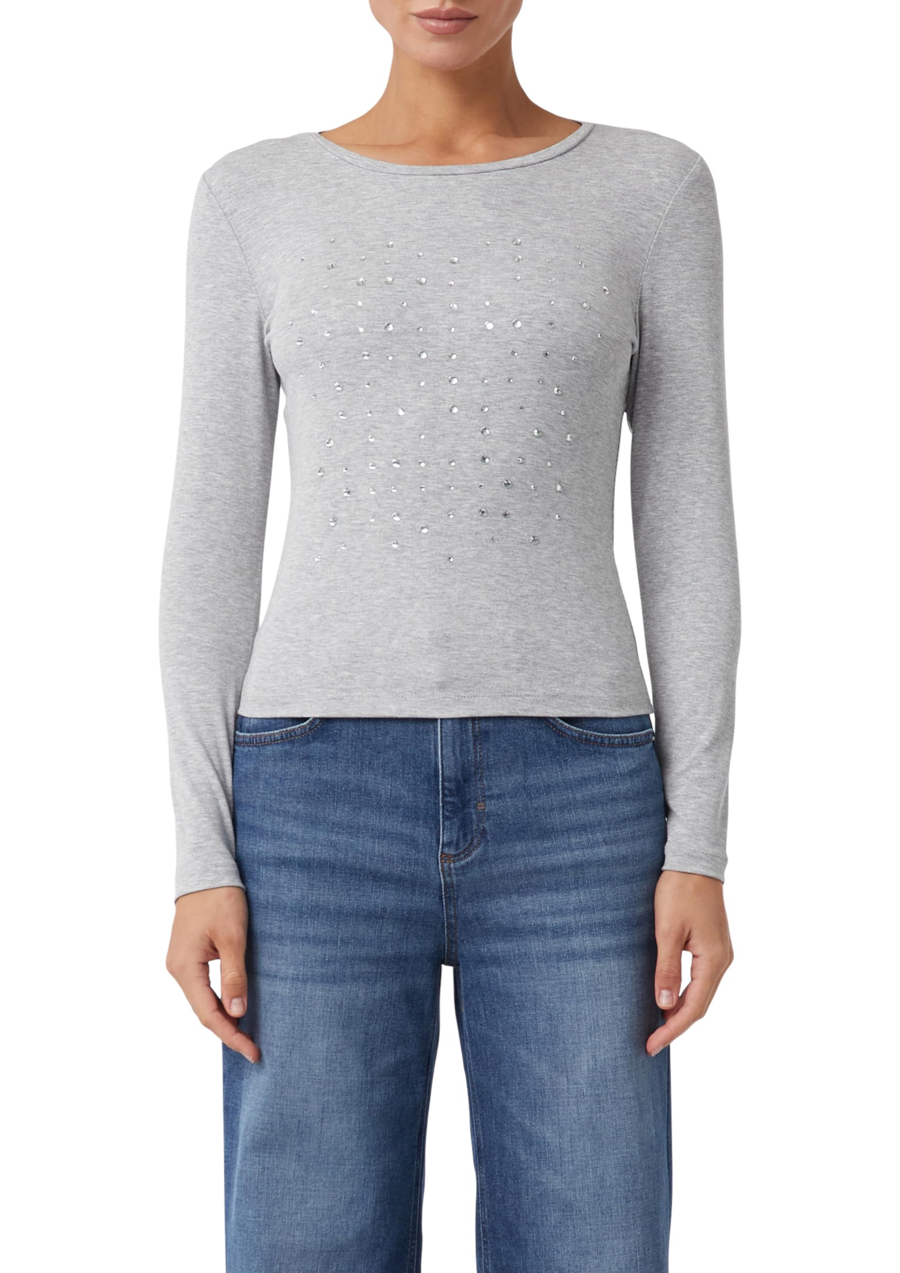 comma-tops-langarmshirt-jersey-slim-fit-hellgrau-gr-42 image 1
