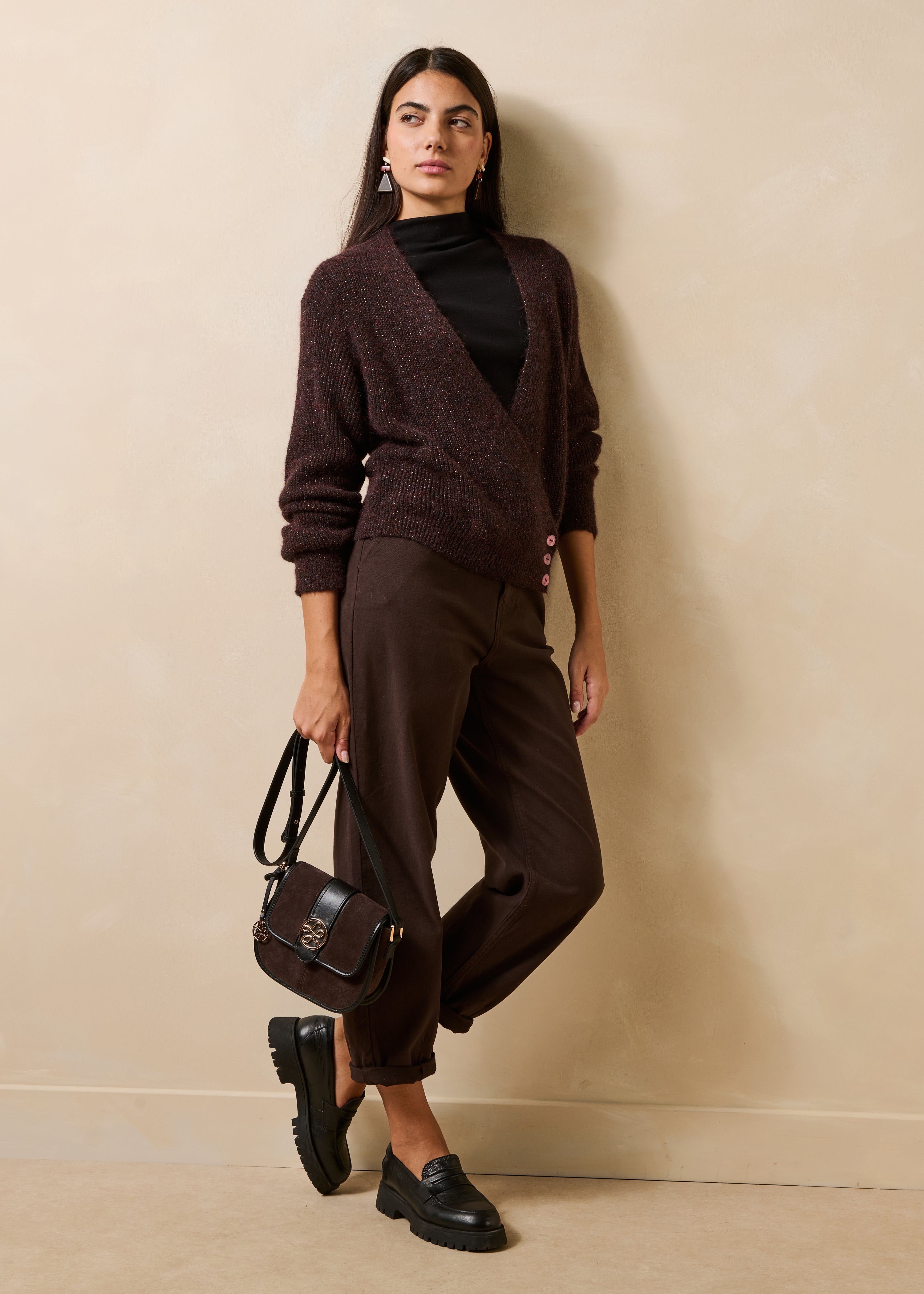 la-f-e-marabout-e-gorgeti-strickweste-damen-braun-wolle image 2